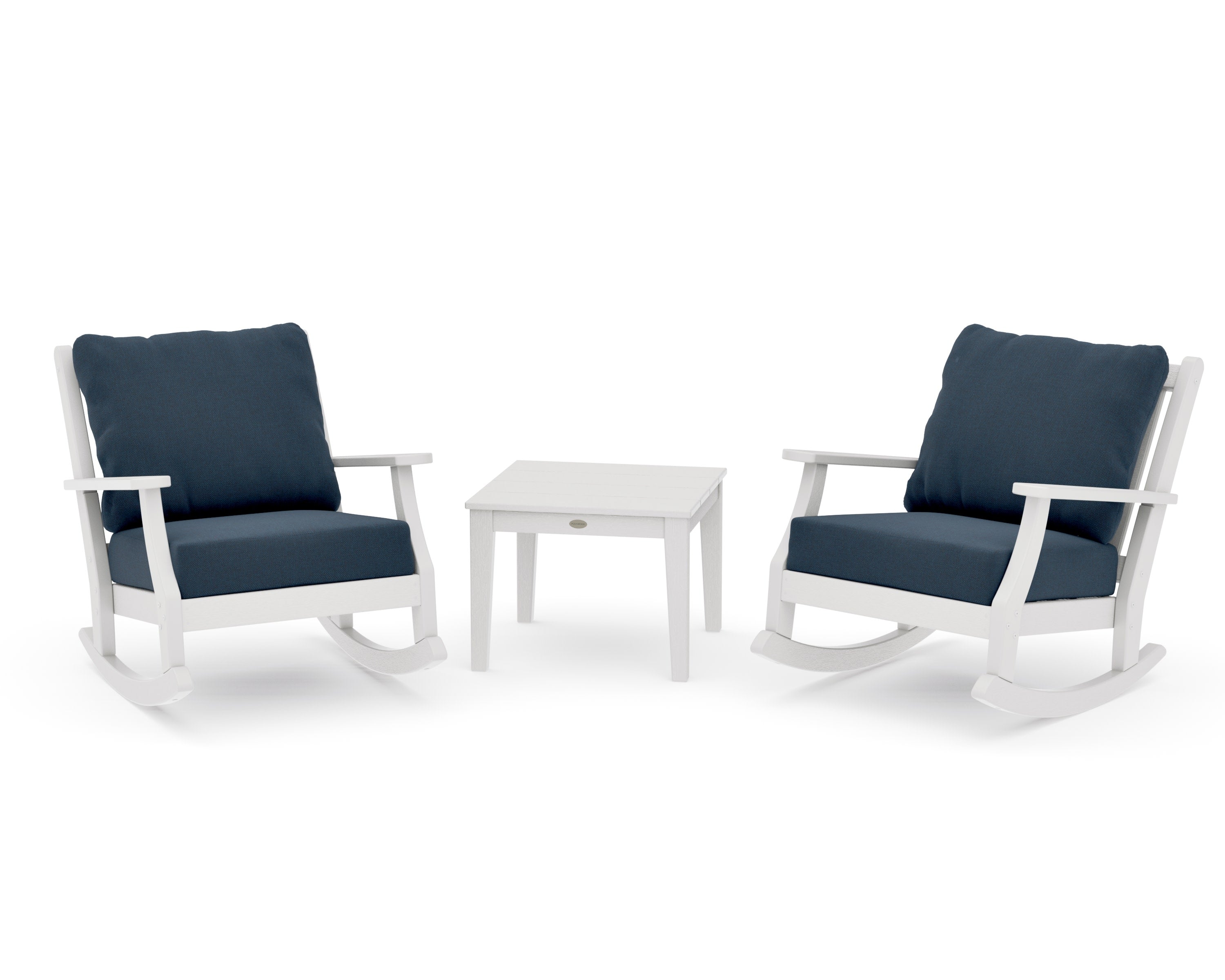 Wovendale 3-Piece Deep Seating Rocker Set in Vintage White / Marine Indigo