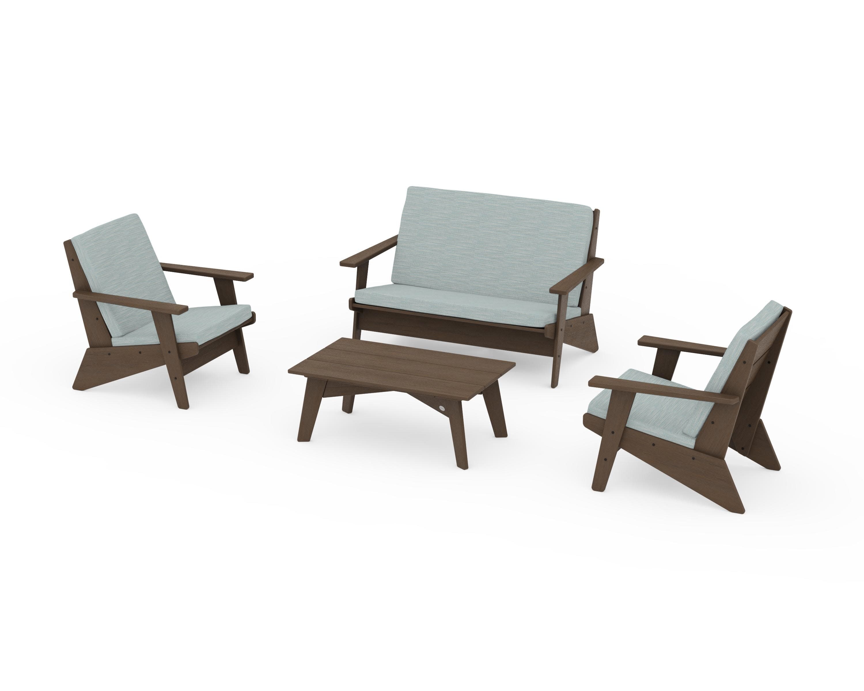 Riviera Modern Lounge 4-Piece Set in Kona / Soothe Mist