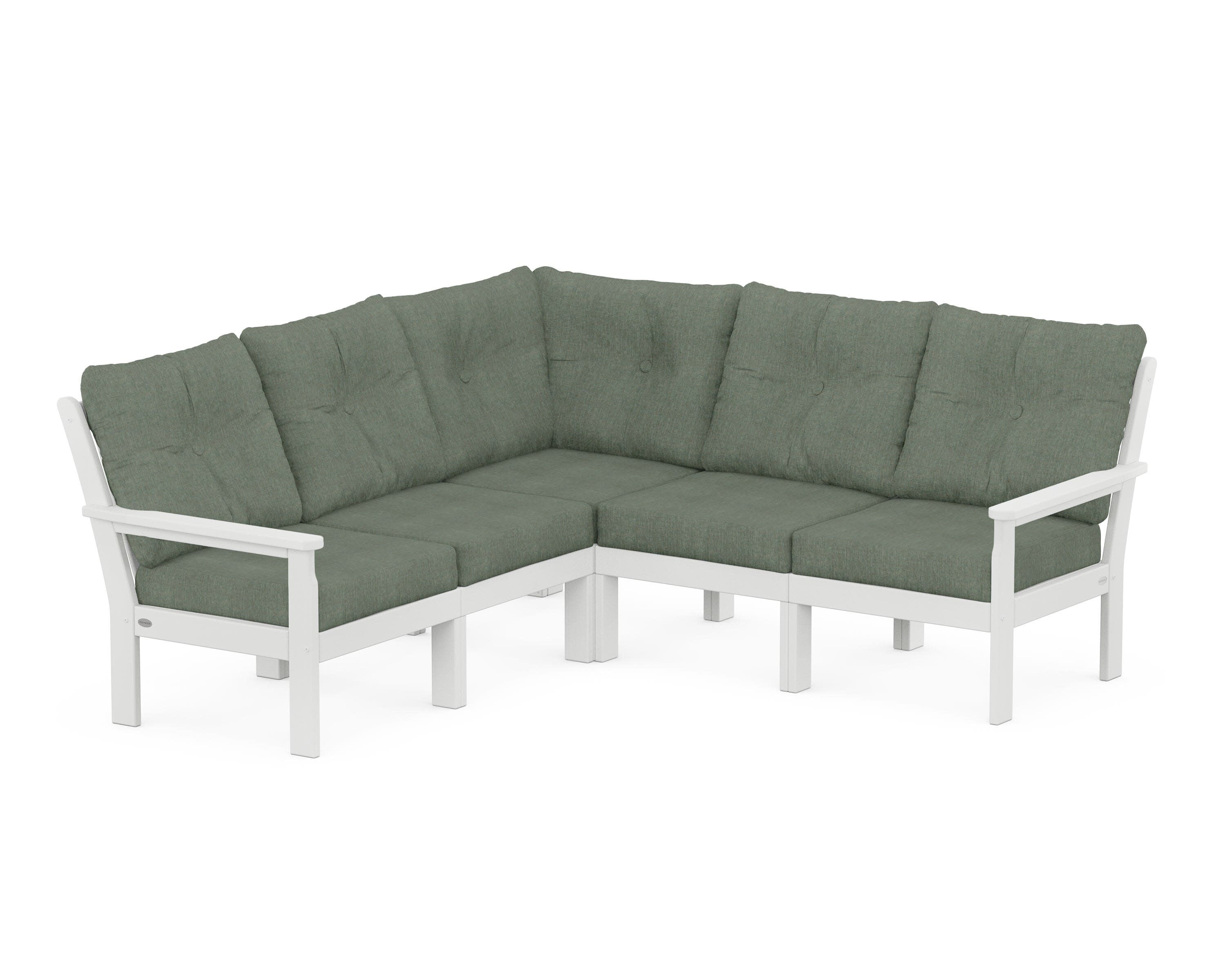 Vineyard 5-Piece Sectional in White / Cast Sage