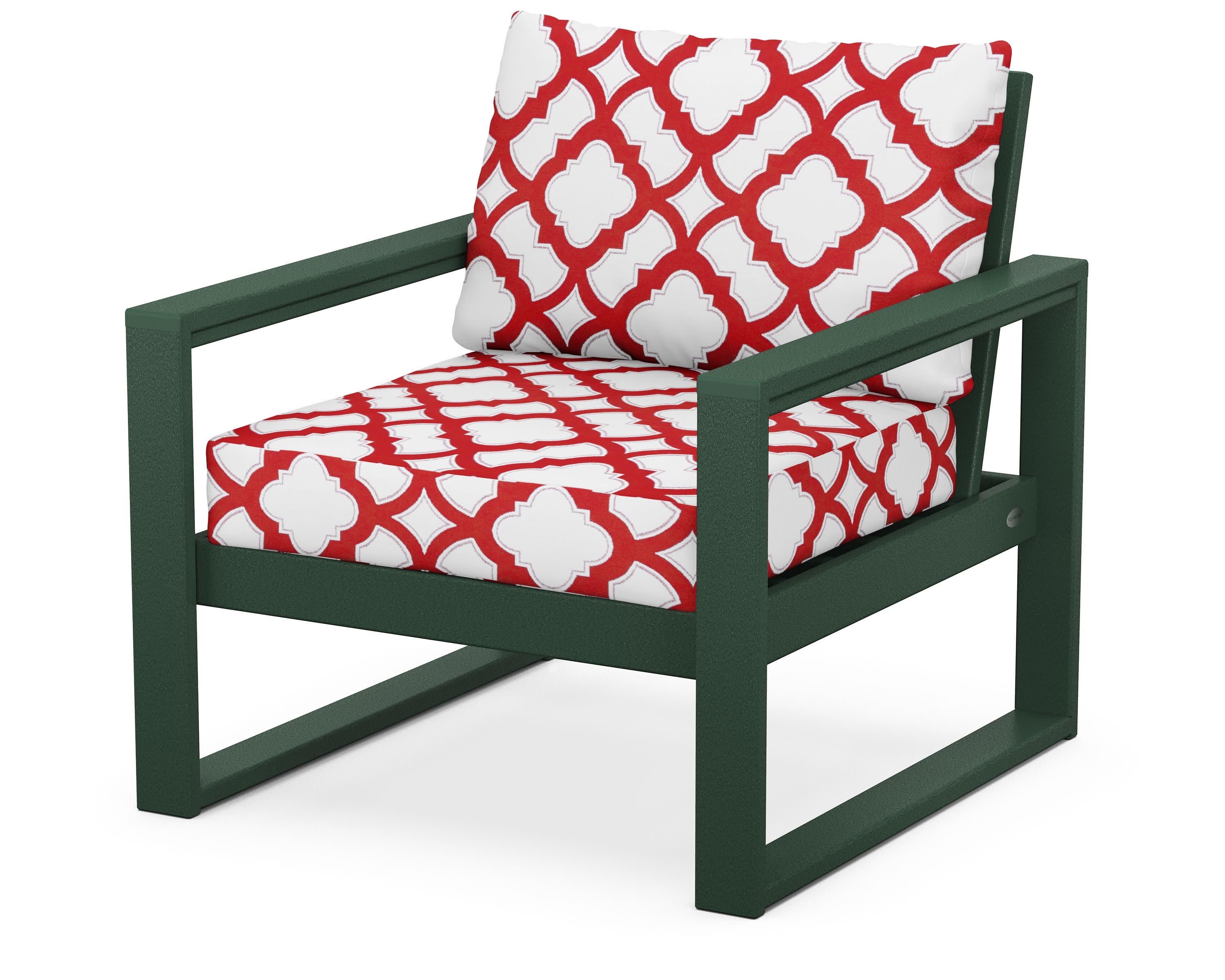 EDGE Club Chair in Green / Trellis Crimson