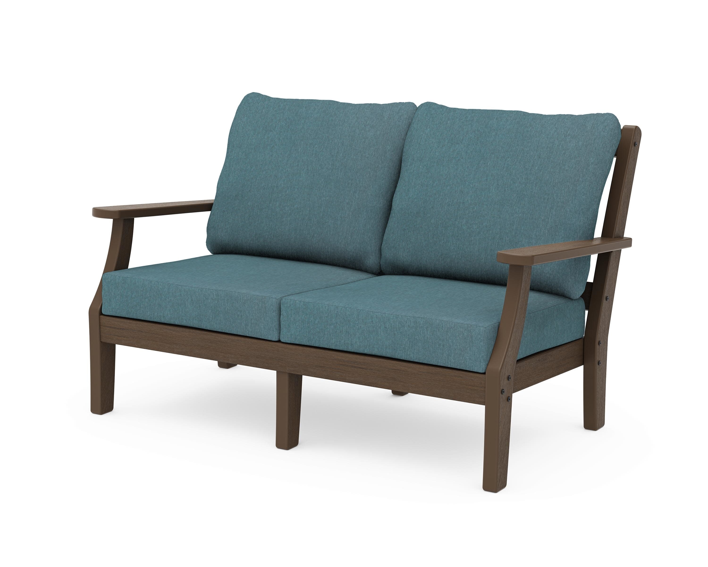Chinoiserie Deep Seating Loveseat in Kona / Ocean Teal