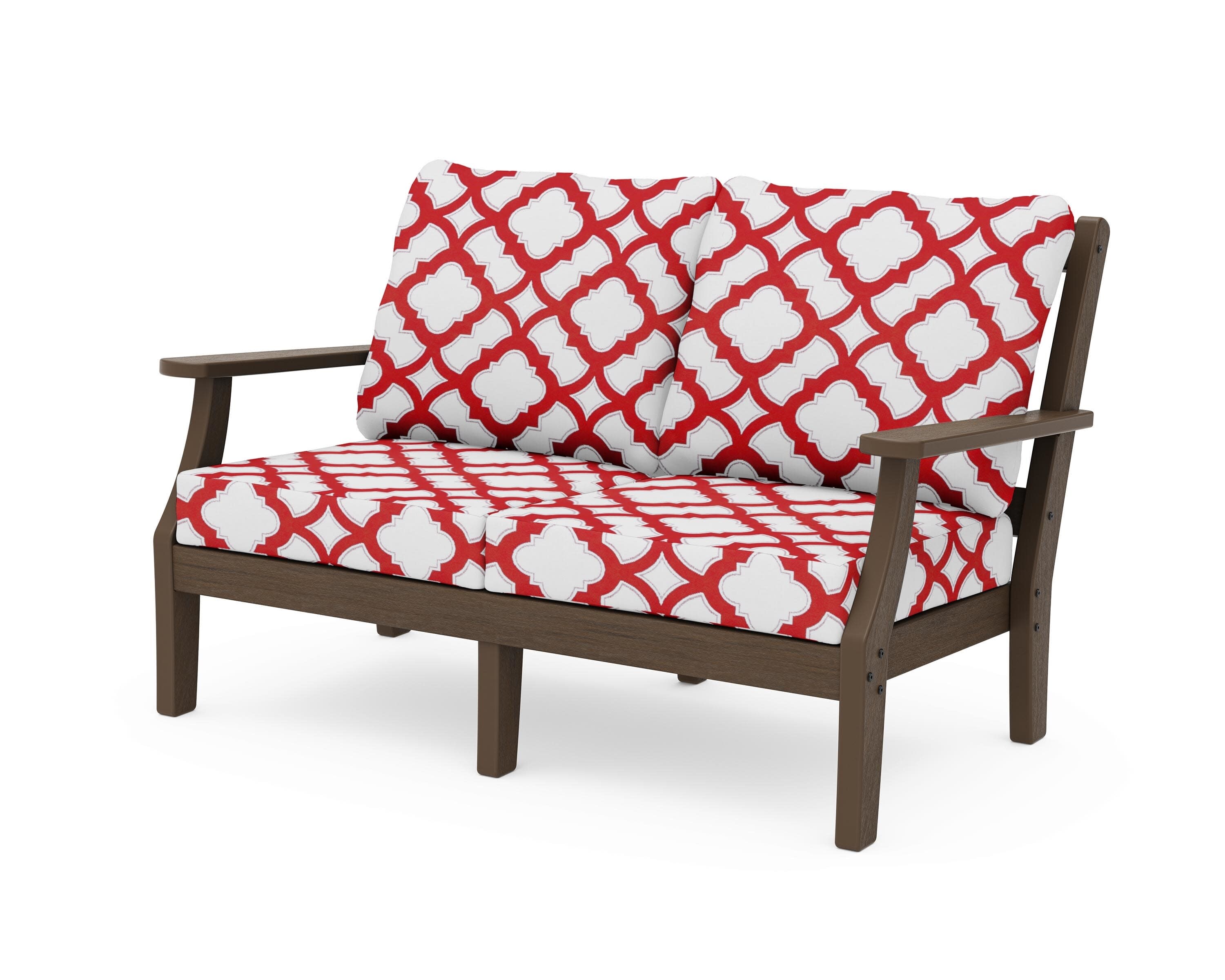 Chinoiserie Deep Seating Loveseat in Kona / Trellis Crimson