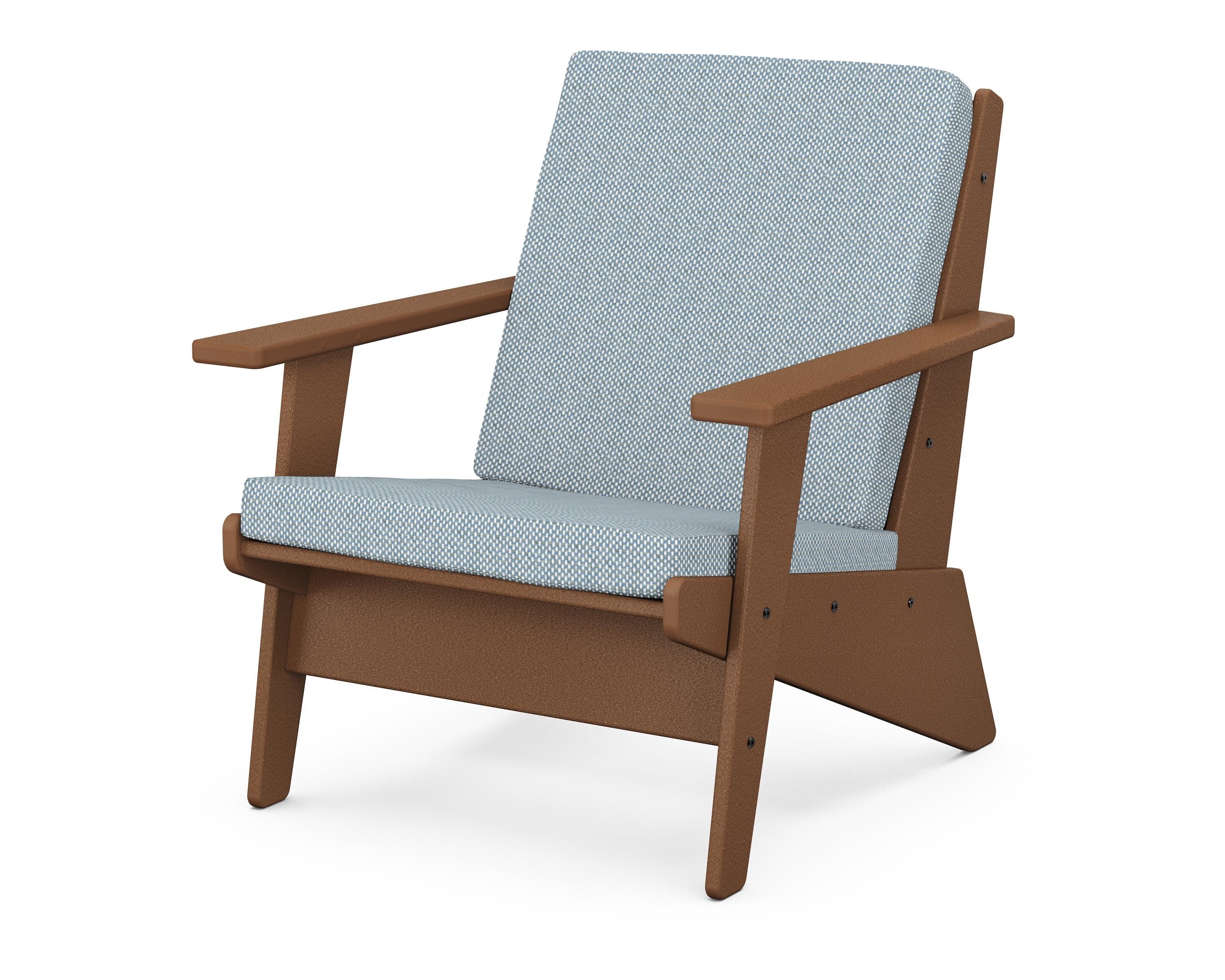 Riviera Modern Lounge Chair in Teak / Exhale Sky