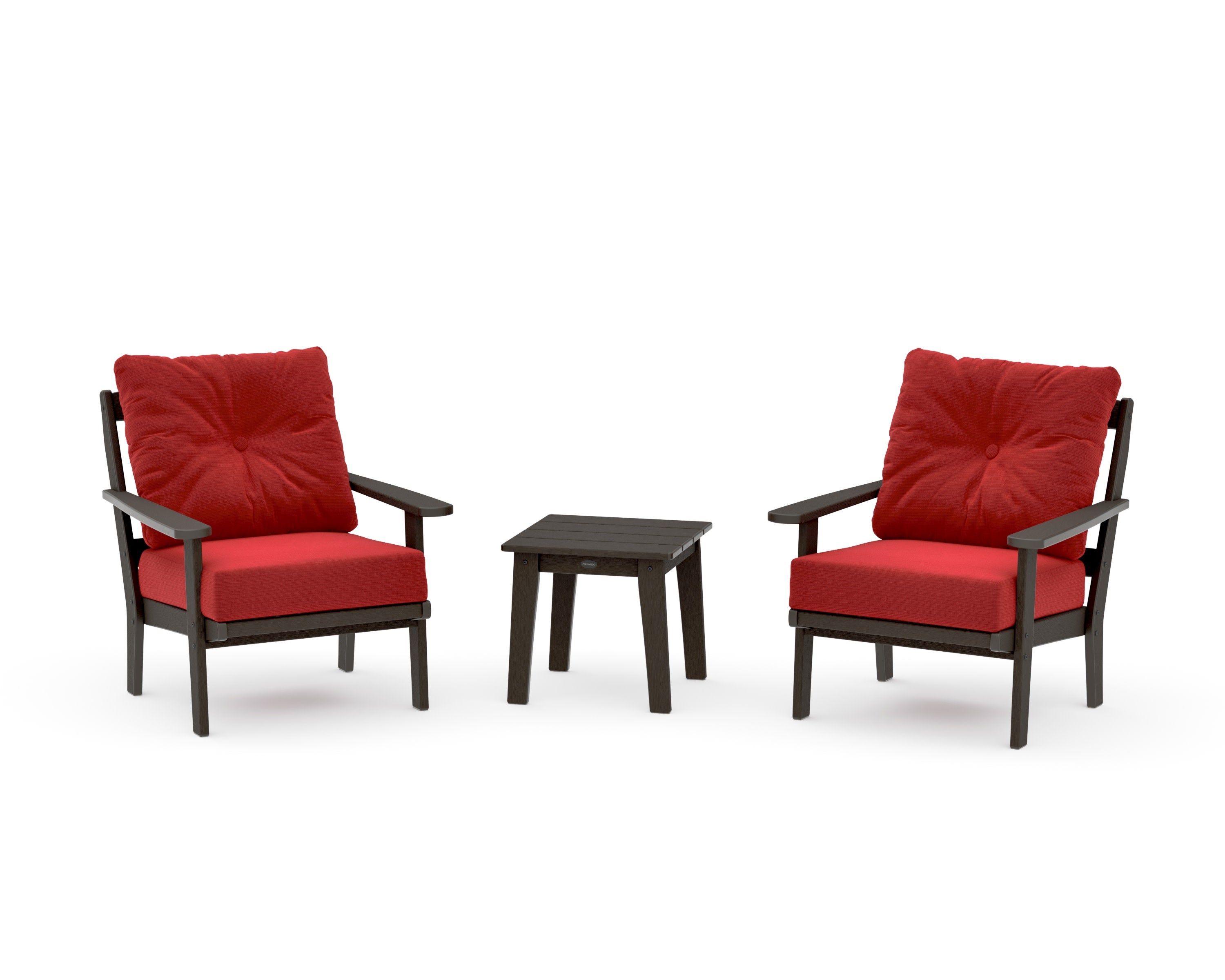 Mission 3-Piece Deep Seating Set in Vintage Coffee / Crimson Linen