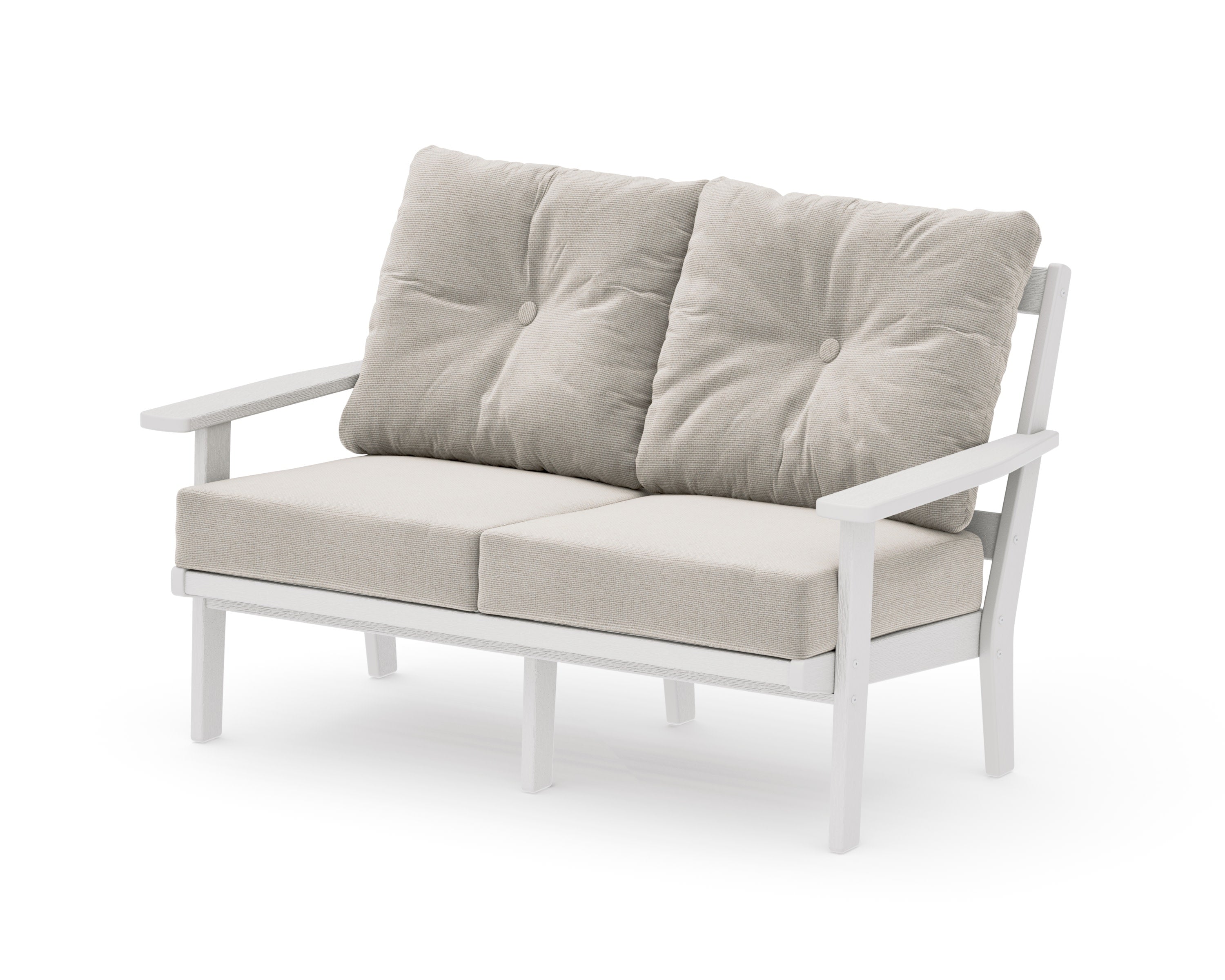 Prairie Deep SeatingLoveseat in Vintage White / Dune Burlap