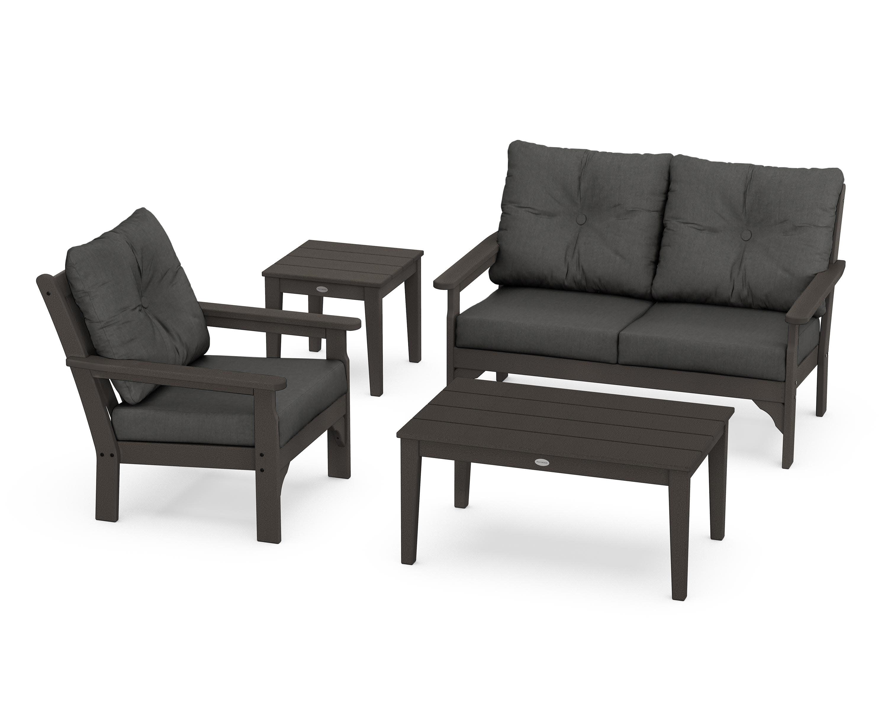 Vineyard 4-Piece Deep Seating Set in Vintage Coffee / Spectrum Carbon