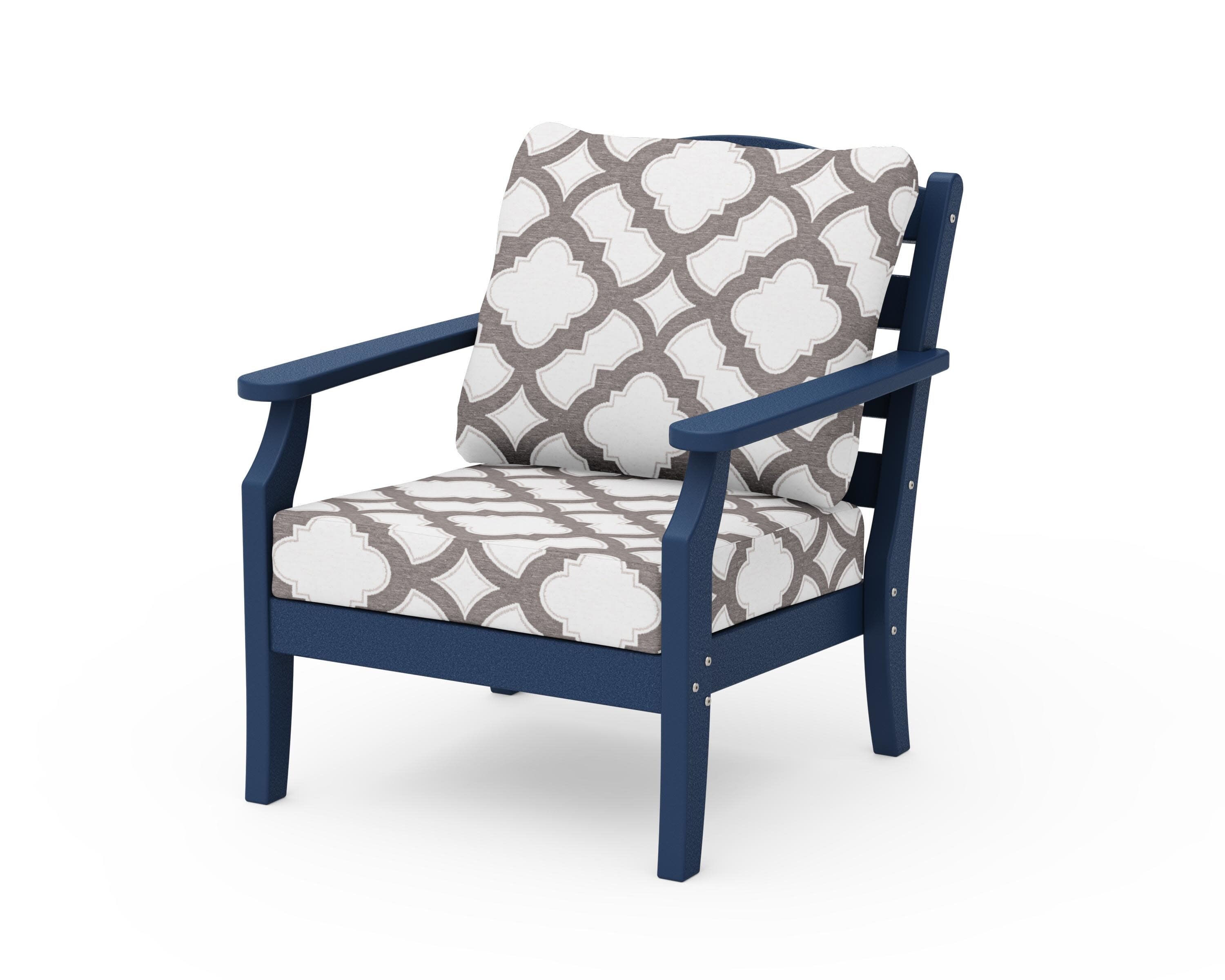 Savannah Deep Seating Chair in Navy / Trellis Grey Mist