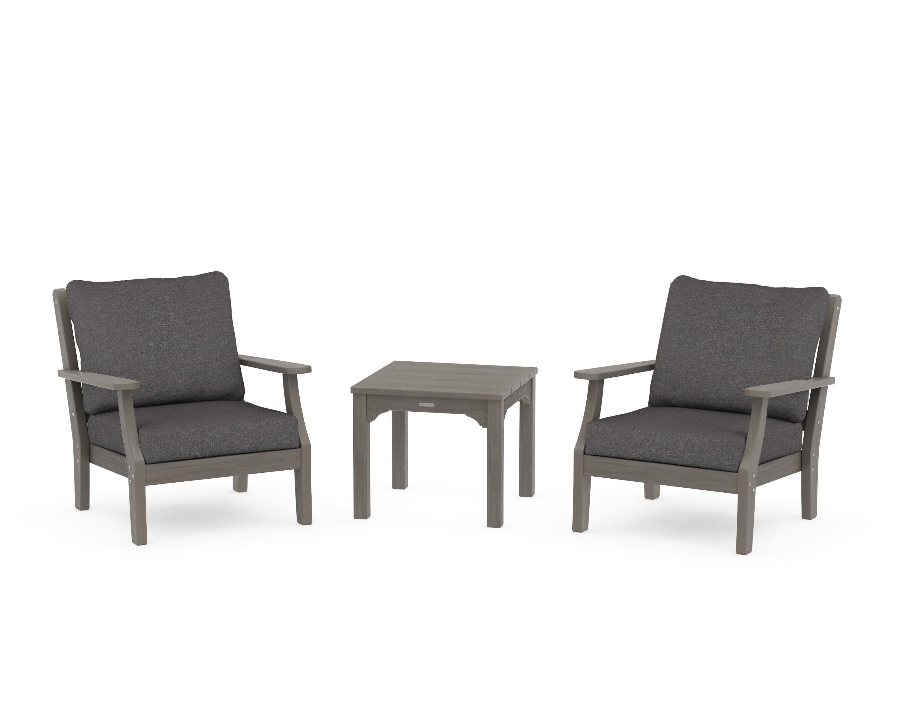 Chinoiserie 3-Piece Deep Seating Set in Driftwood / Ash Charcoal