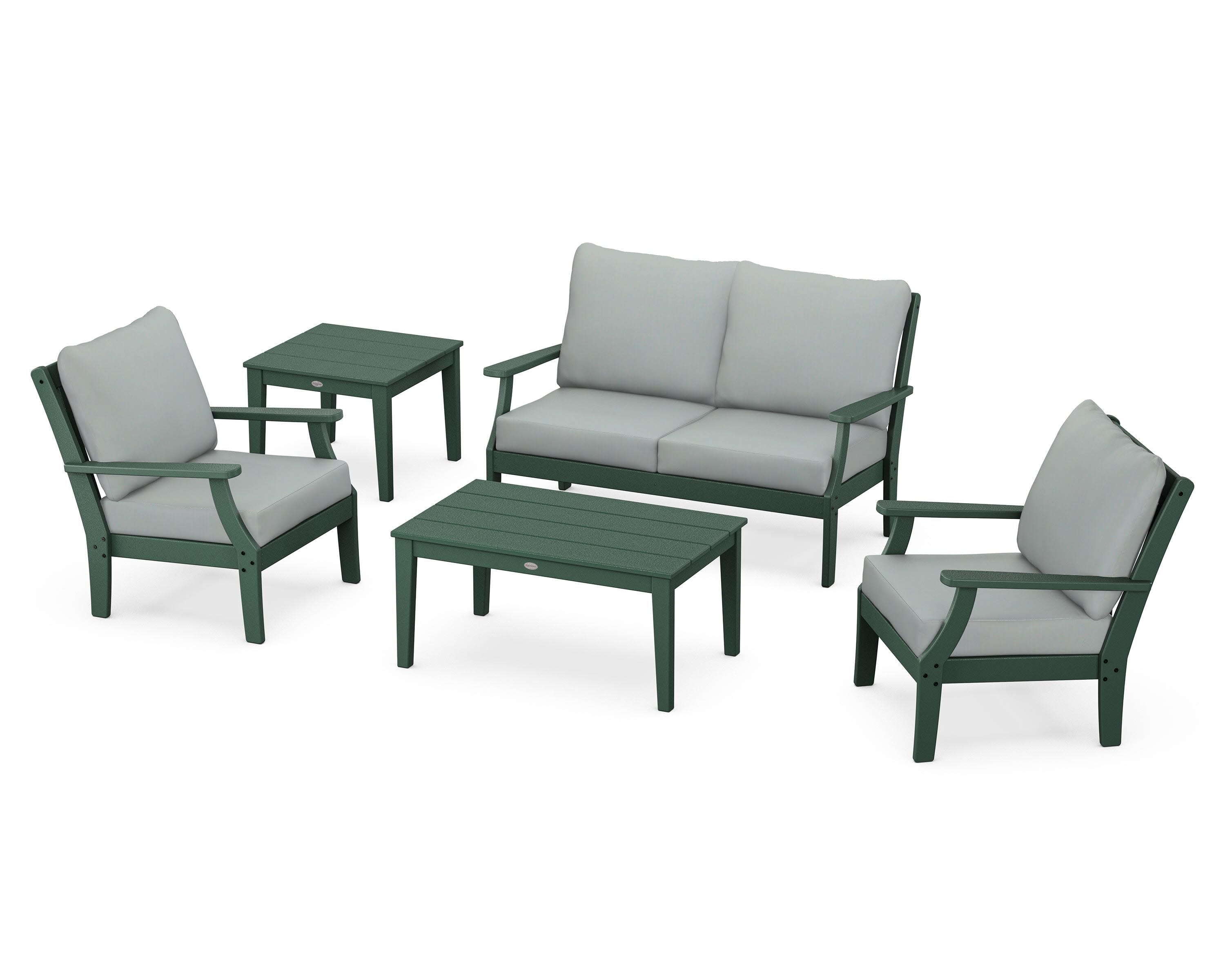 Braxton 5-Piece Deep Seating Set in Green / Spa