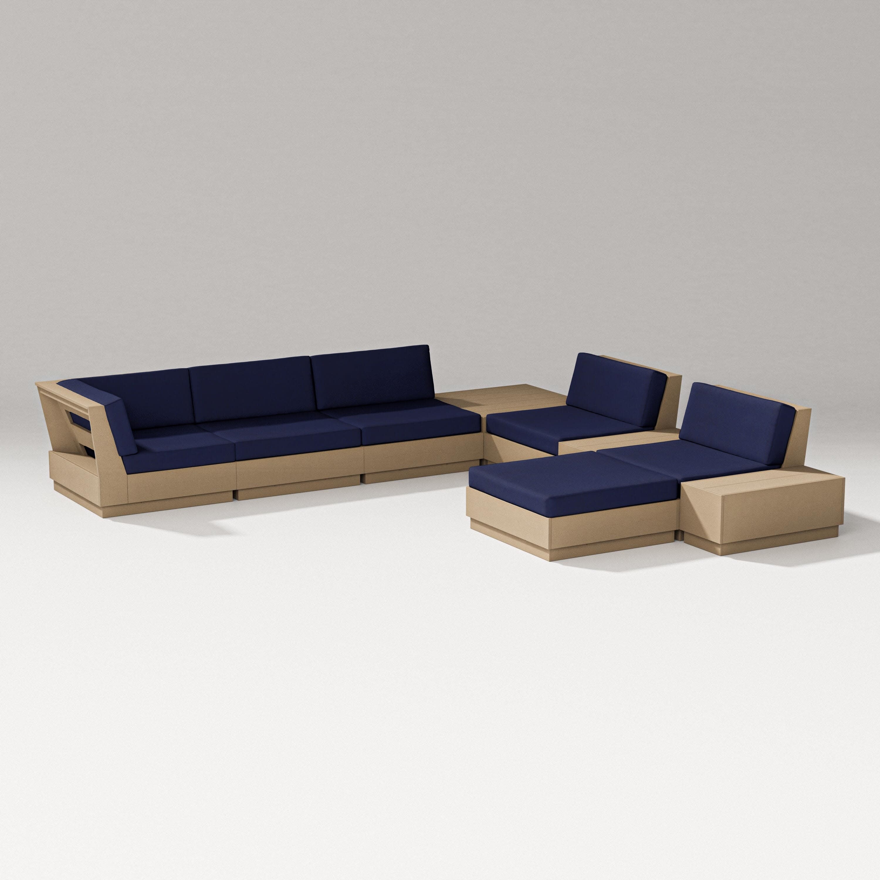 Elevate 9-Piece Conversation Sectional in Vintage Sahara / Navy