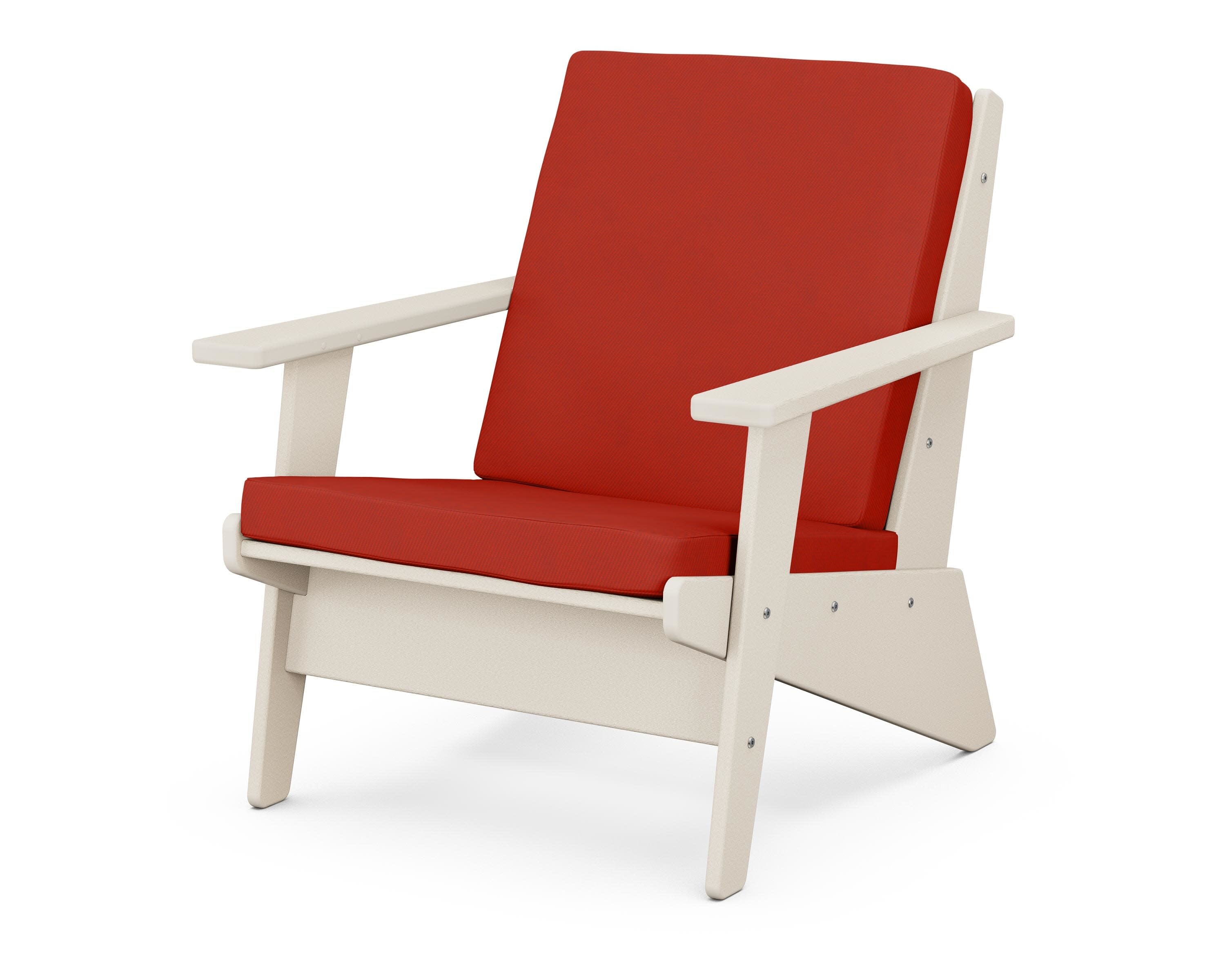 Riviera Modern Lounge Chair in Sand / Canvas Jockey Red