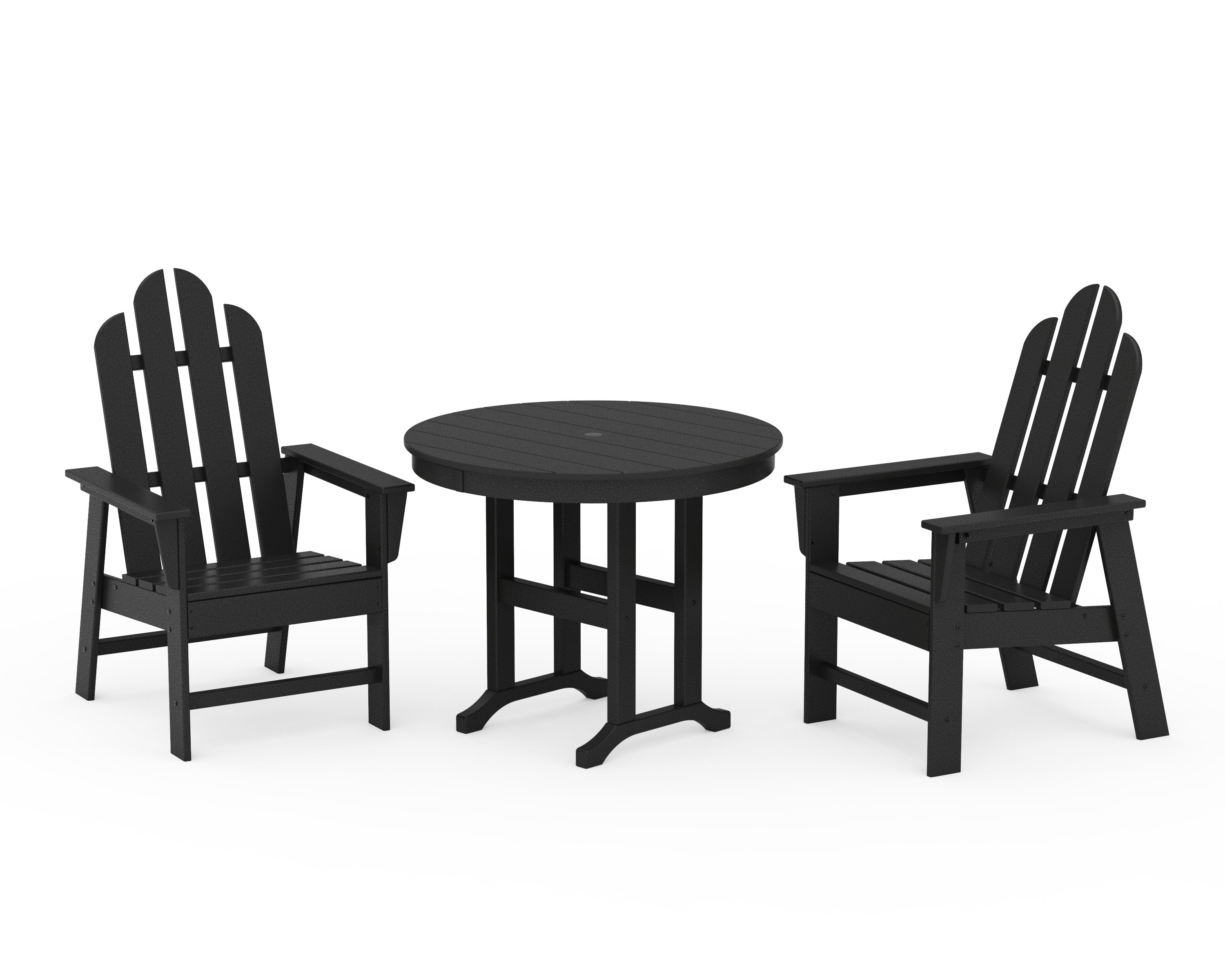 Long Island 3-Piece Round Dining Set in Black