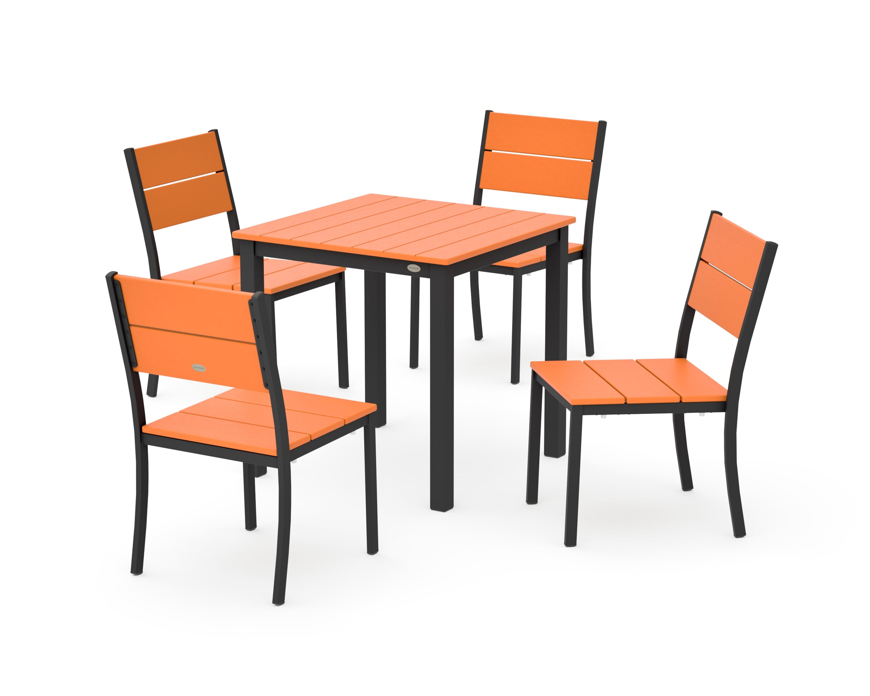 Main Street 5-Piece Square Dining Set- Small in Black / Tangerine