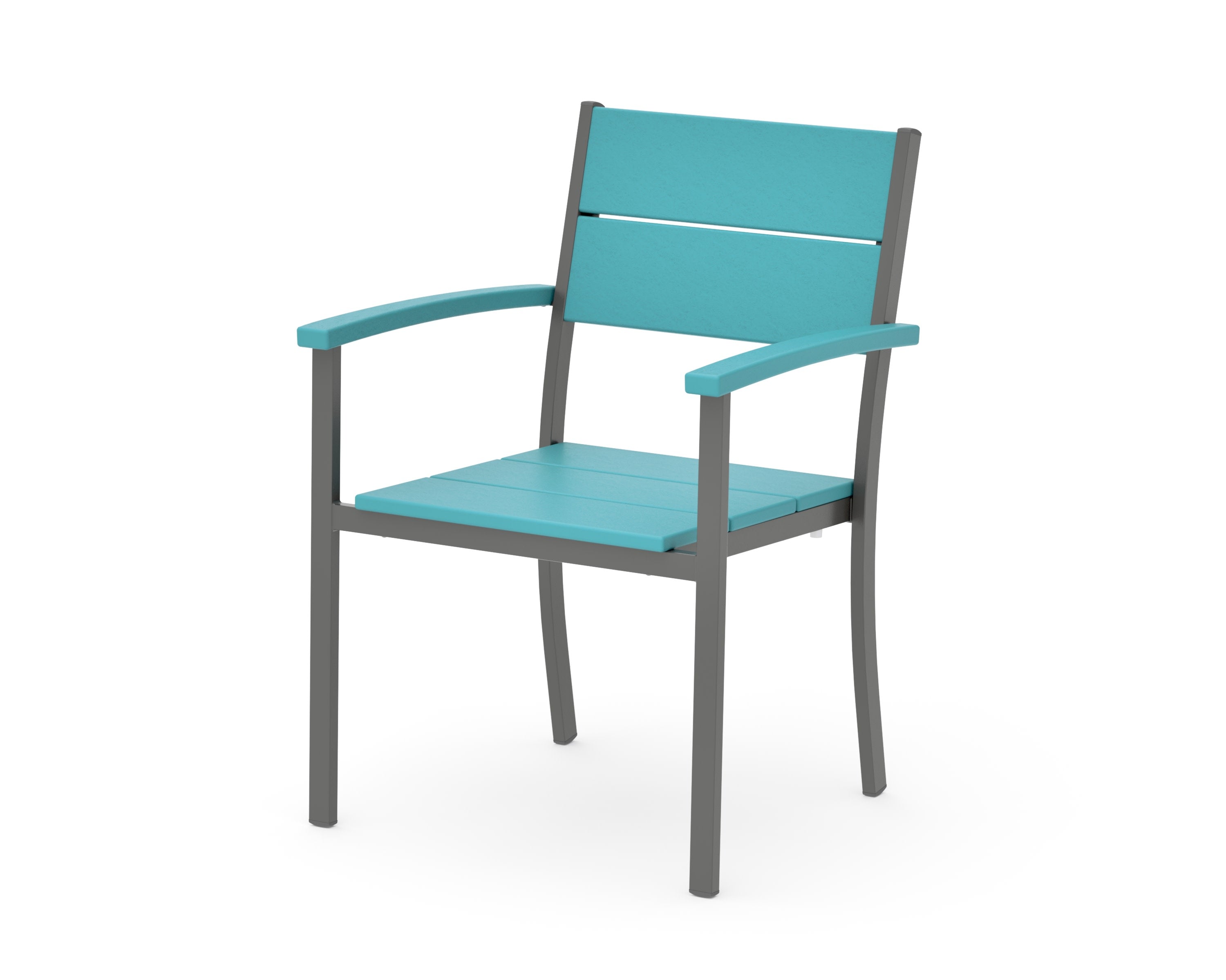 Main Street Stacking Dining Arm Chair in Charcoal / Aruba