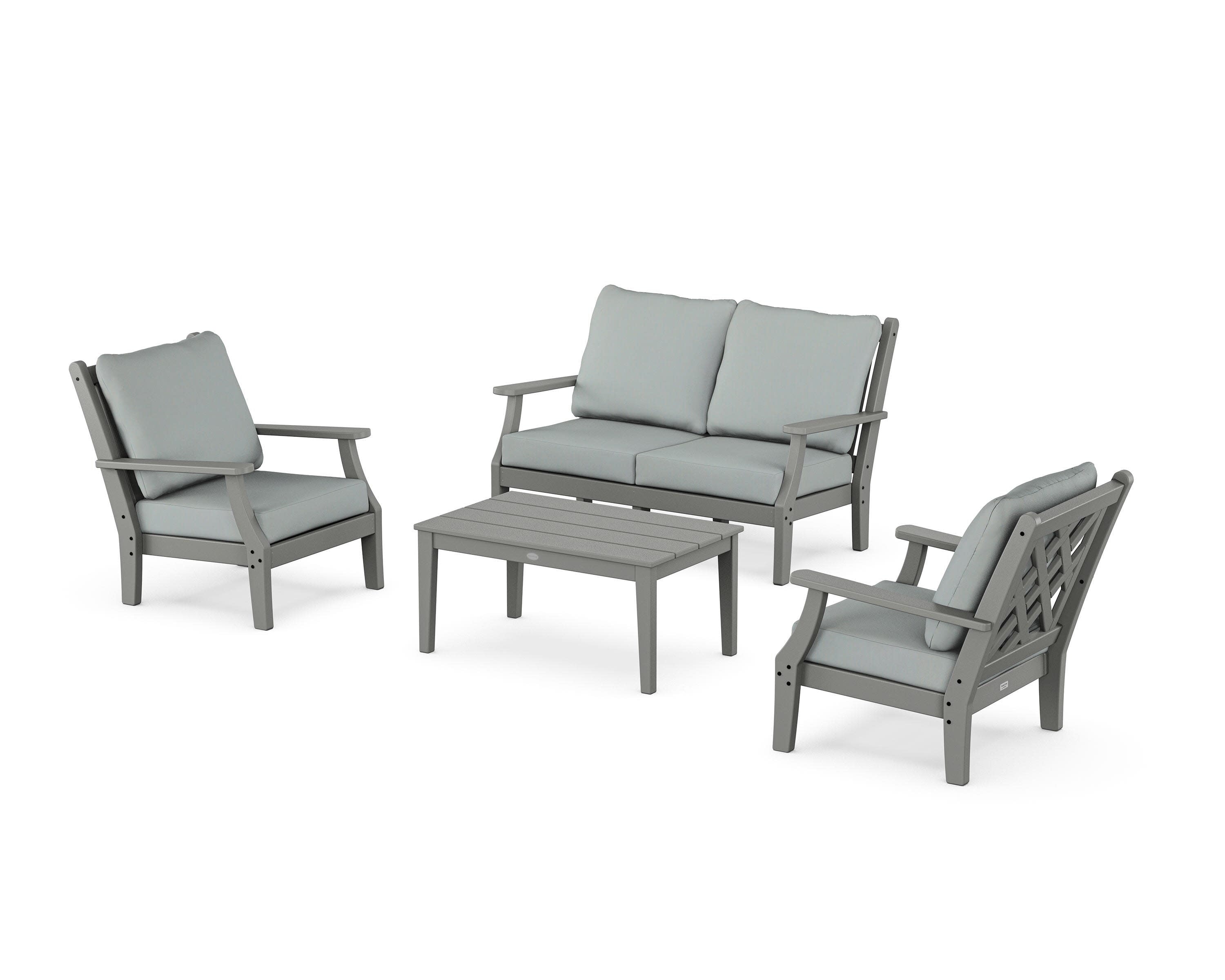 Wovendale 4-Piece Deep Seating Set with Loveseat in Slate Grey / Spa