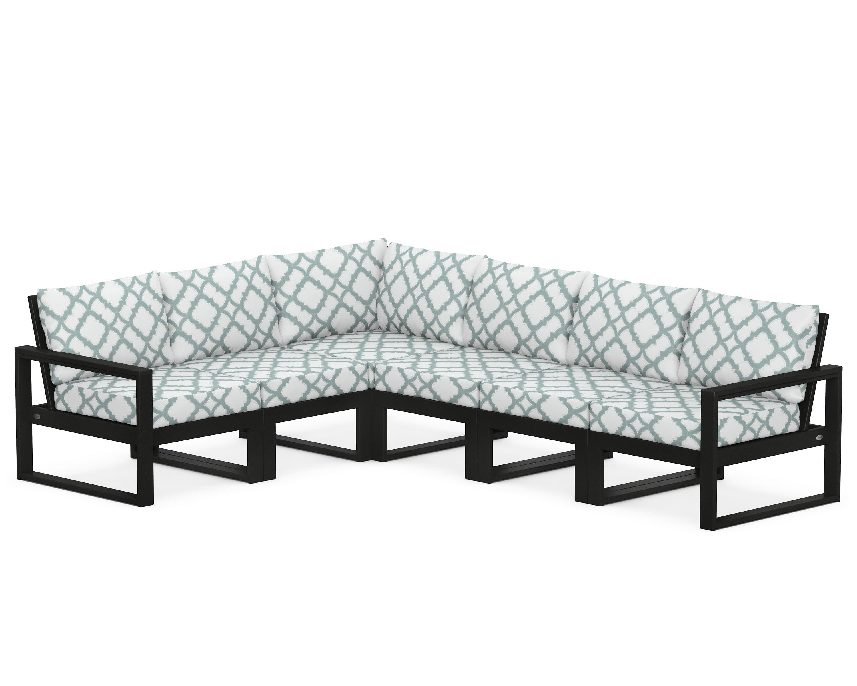 EDGE 6-Piece Modular Deep Seating Set in Black / Trellis Glacier Spa