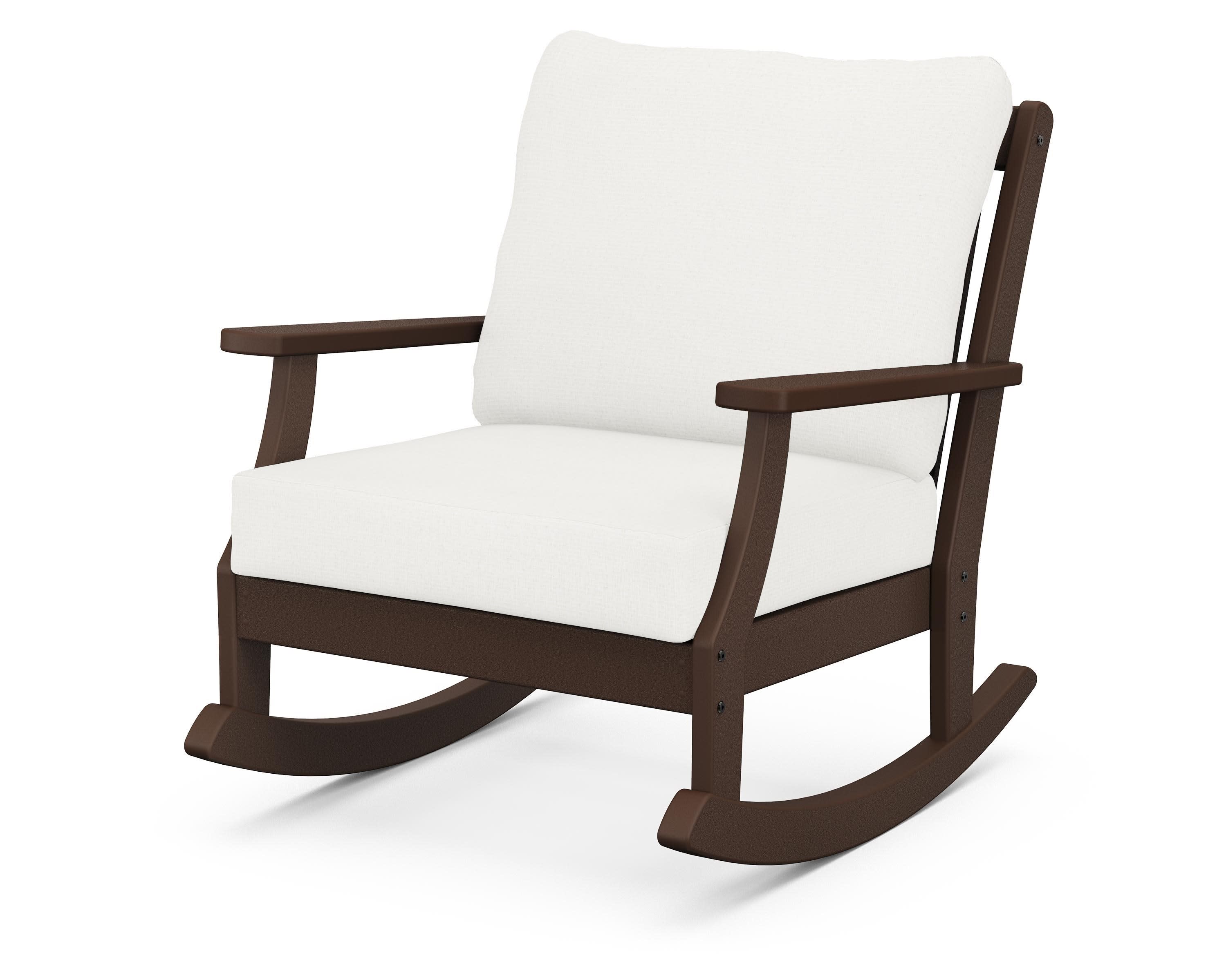 Braxton Deep Seating Rocking Chair in Mahogany / Natural Linen