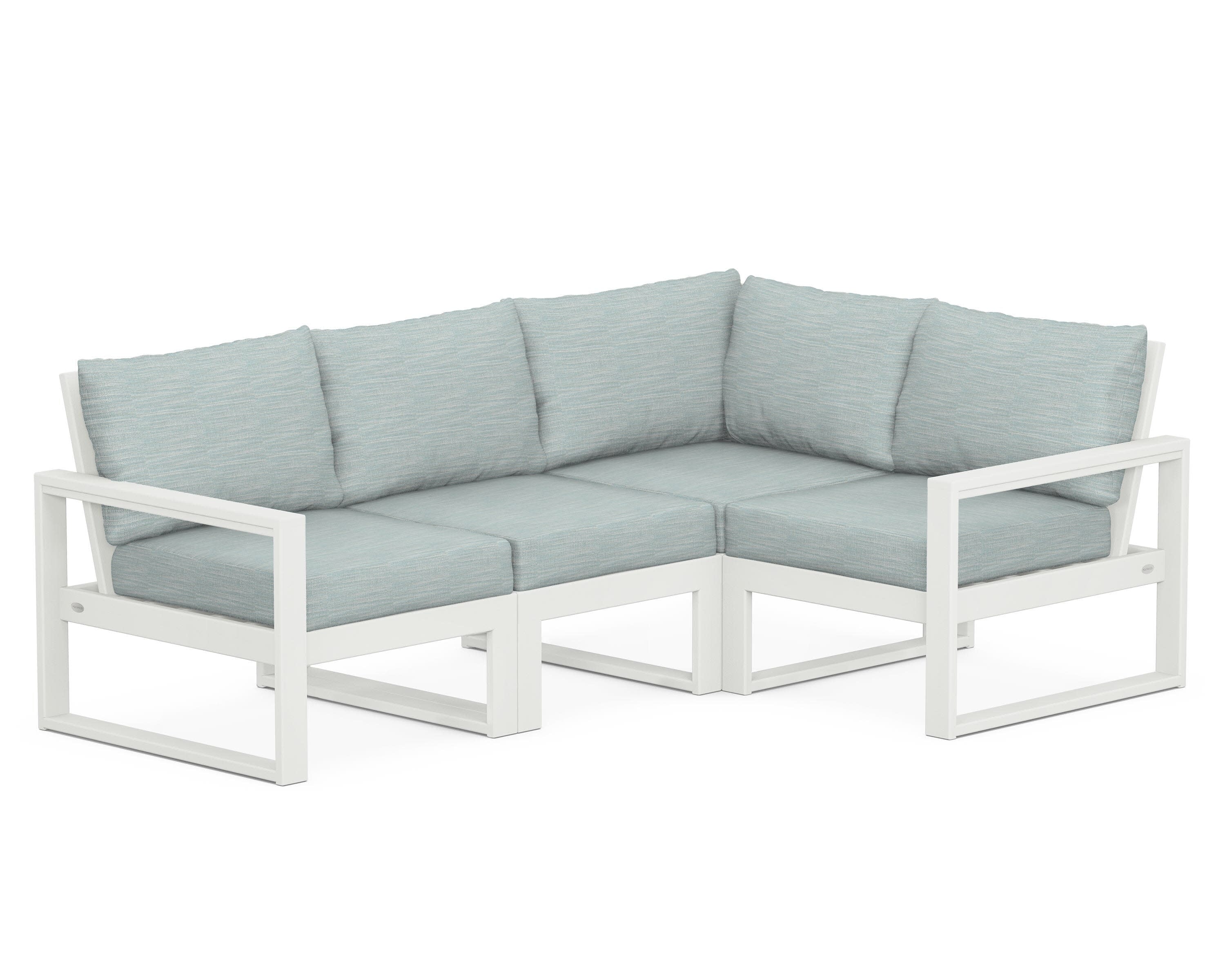 EDGE 4-Piece Modular Deep Seating Set in Vintage White / Soothe Mist