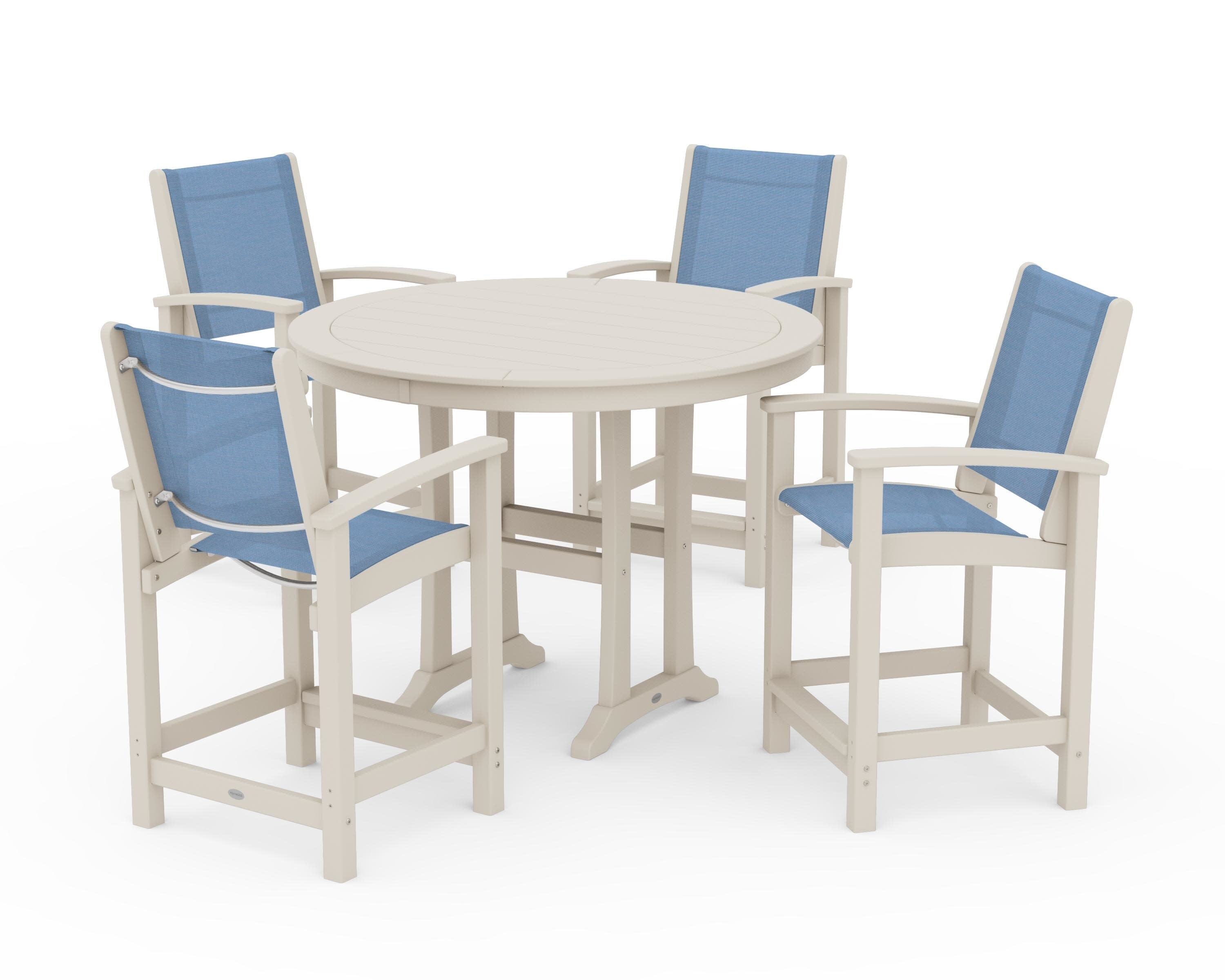 Coastal 5-Piece Counter Set in Sand / Poolside Sling