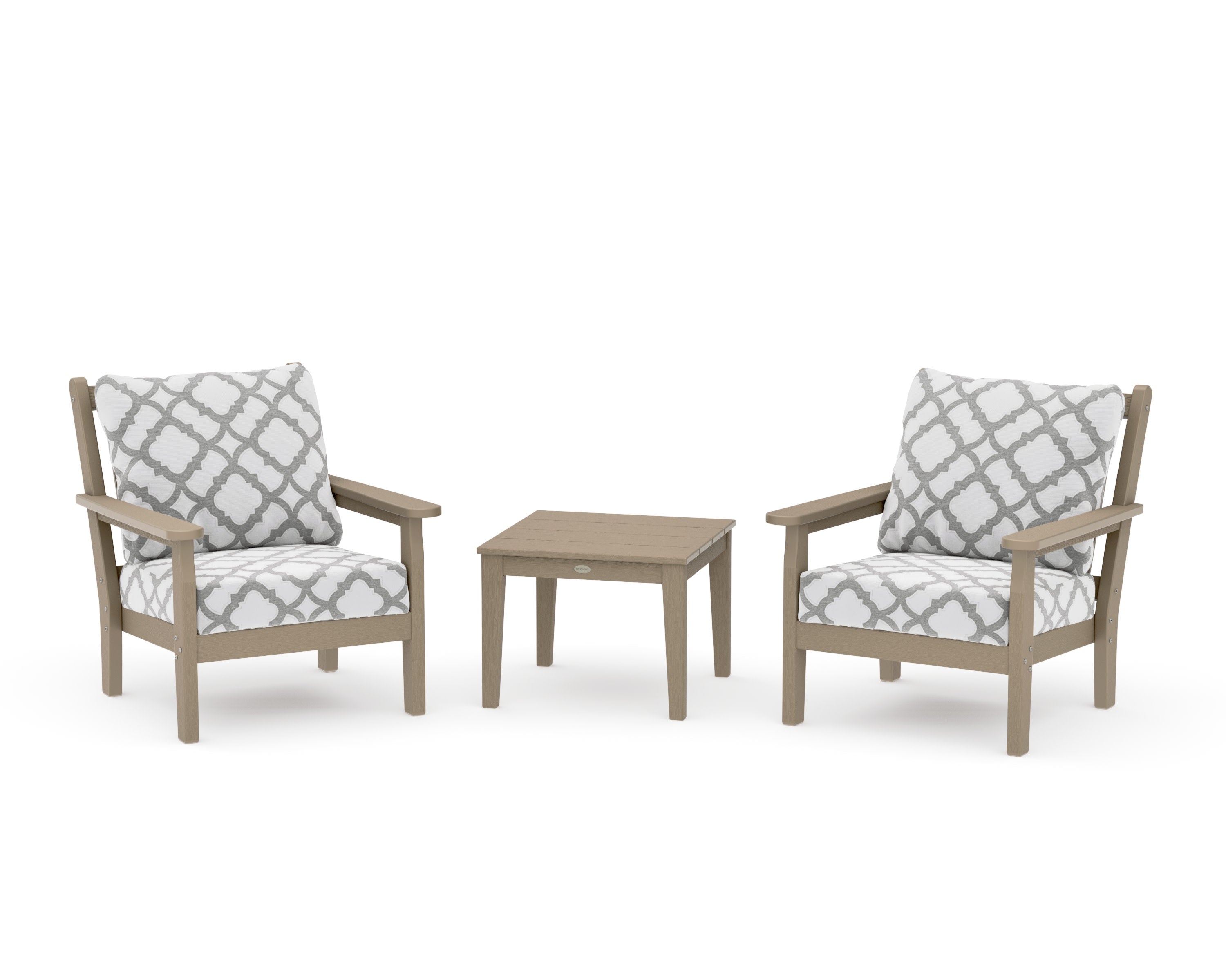Chippendale 3-Piece Deep Seating Set in Vintage Sahara / Trellis Grey Mist