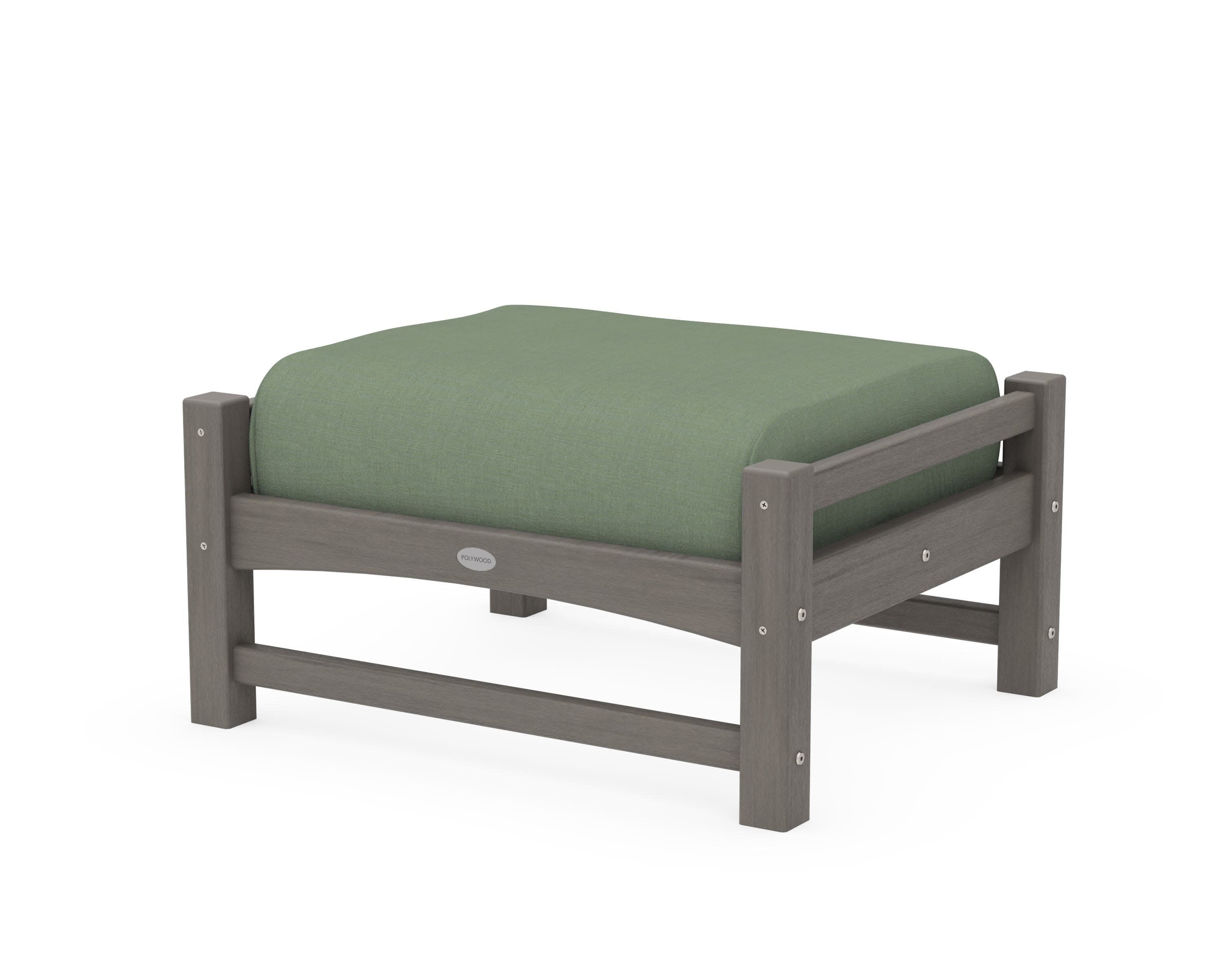 Club Ottoman in Driftwood / Exhale Rainwashed