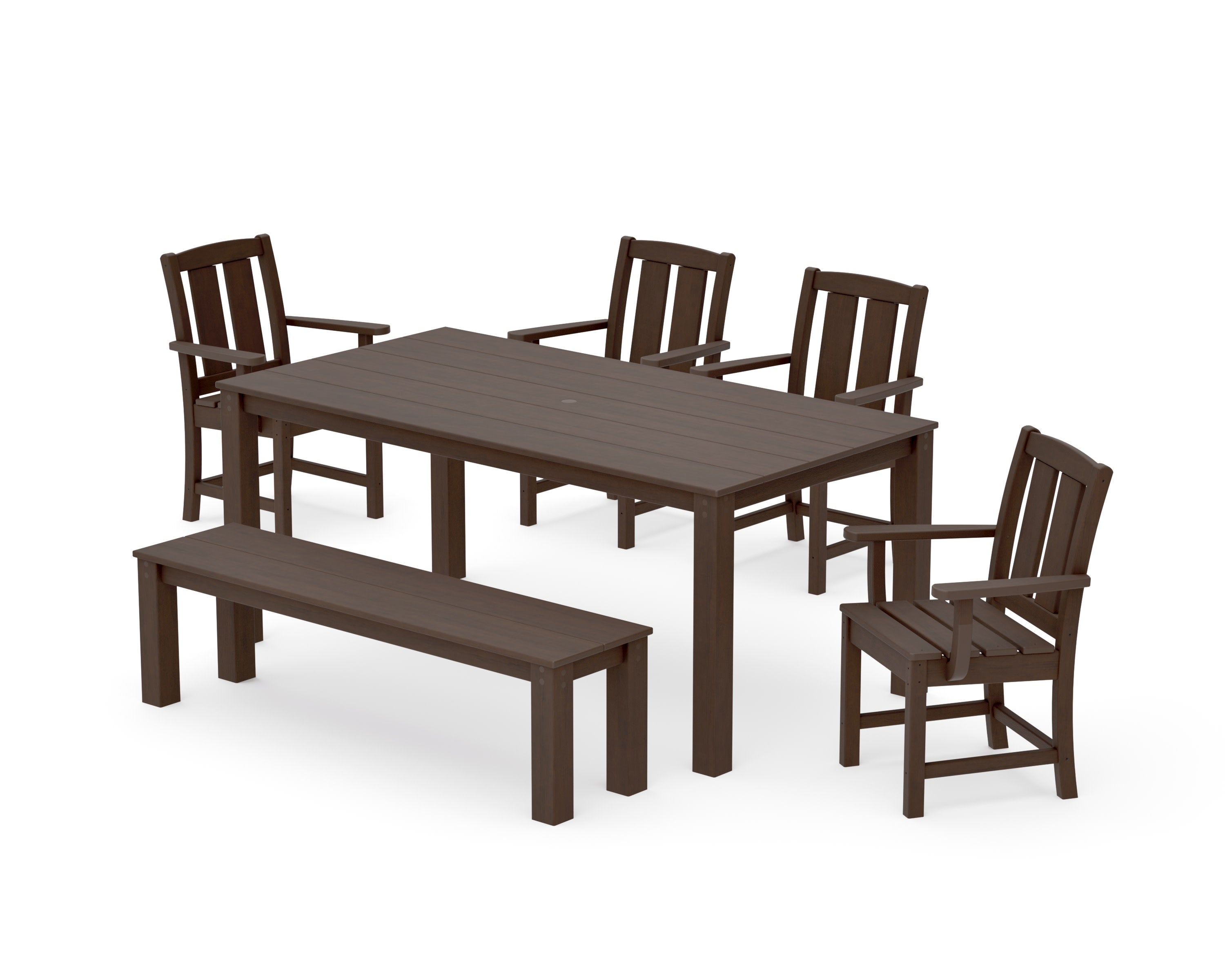 Mission 6-Piece Parsons Dining Set with Bench in Kona