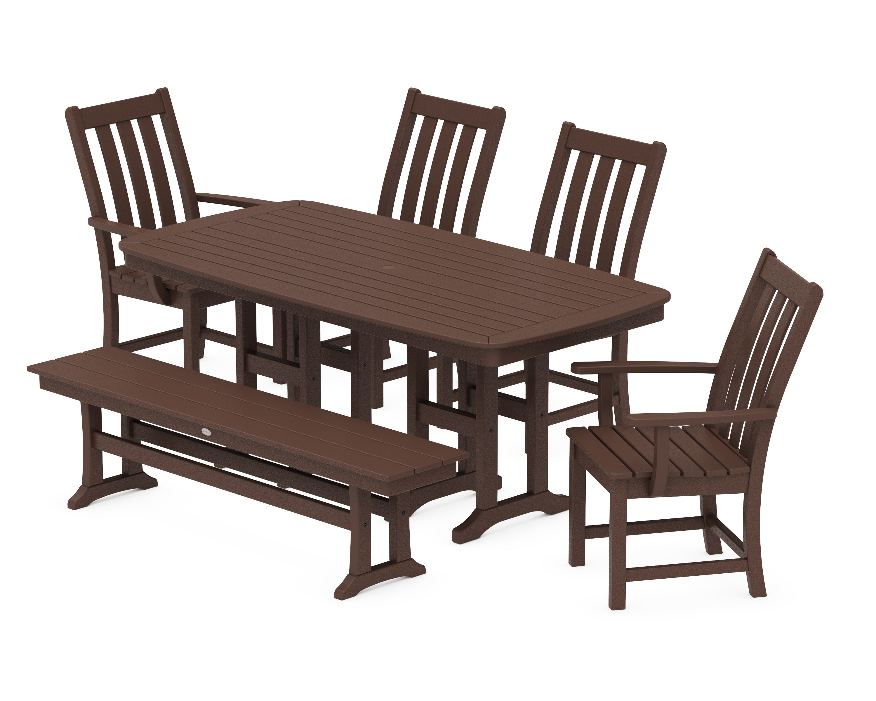 Vineyard 6-Piece Dining Set with Bench in Mahogany
