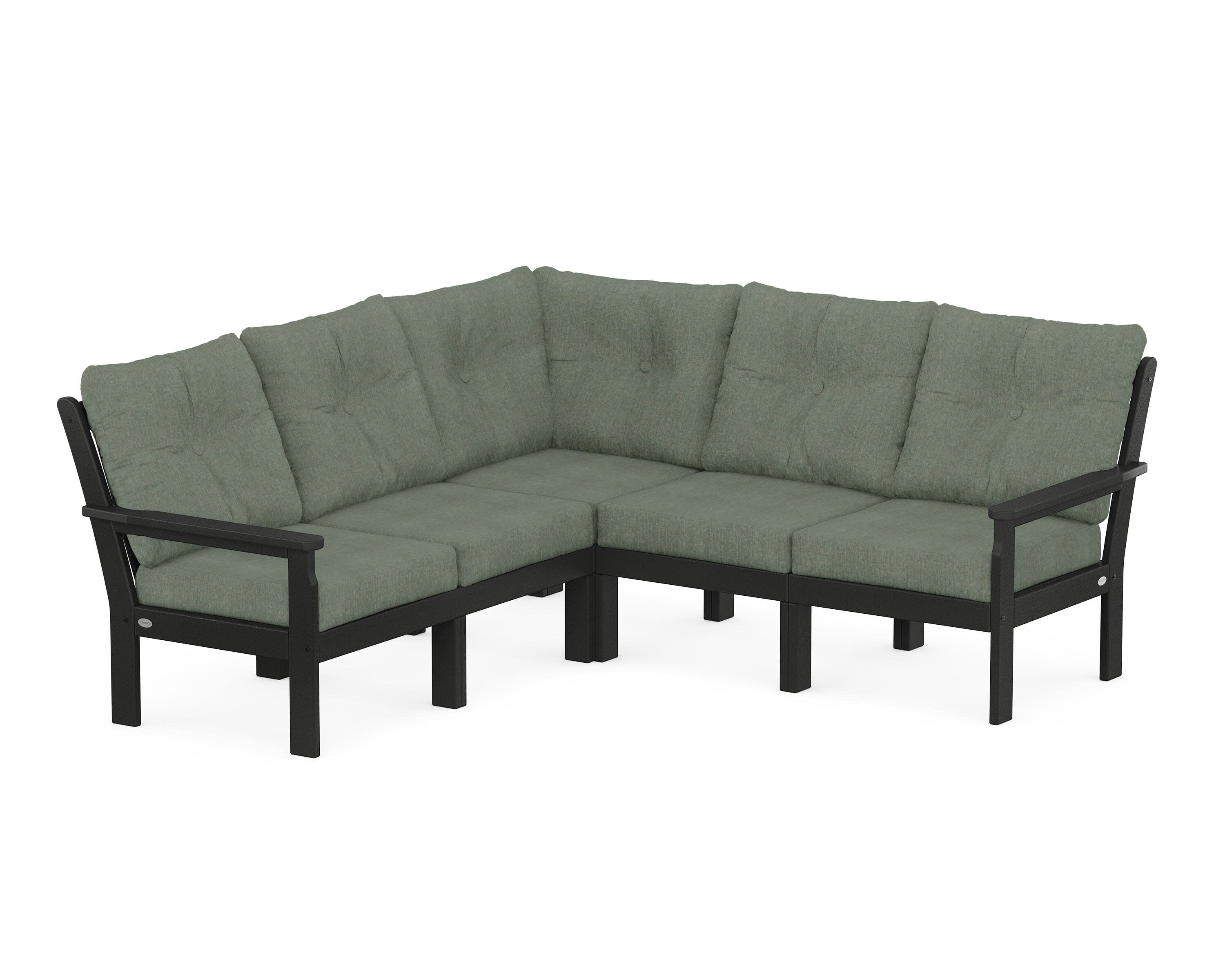 Vineyard 5-Piece Sectional in Black / Cast Sage
