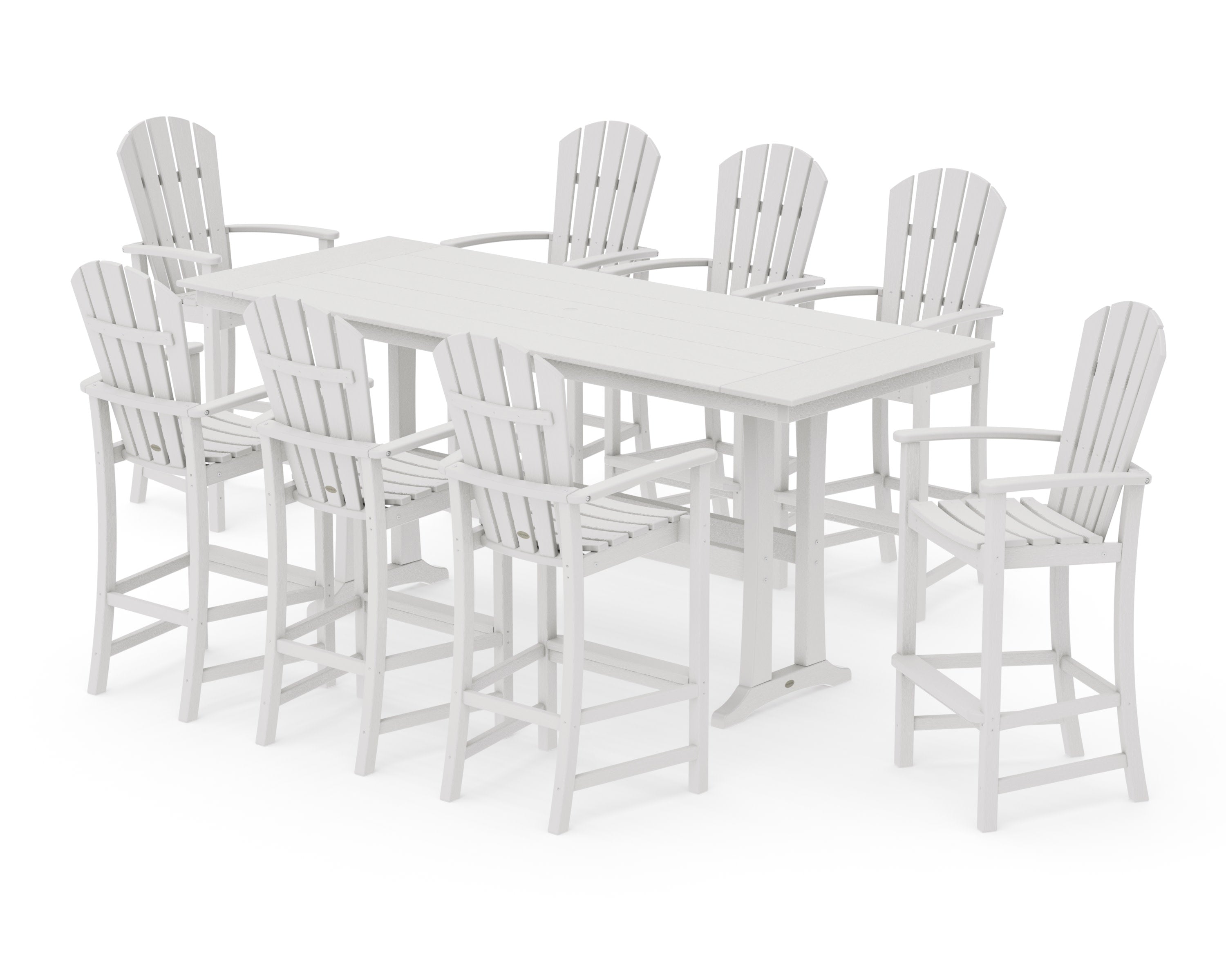 Palm Coast 9-Piece Farmhouse Bar Set with Trestle Legs in Vintage White