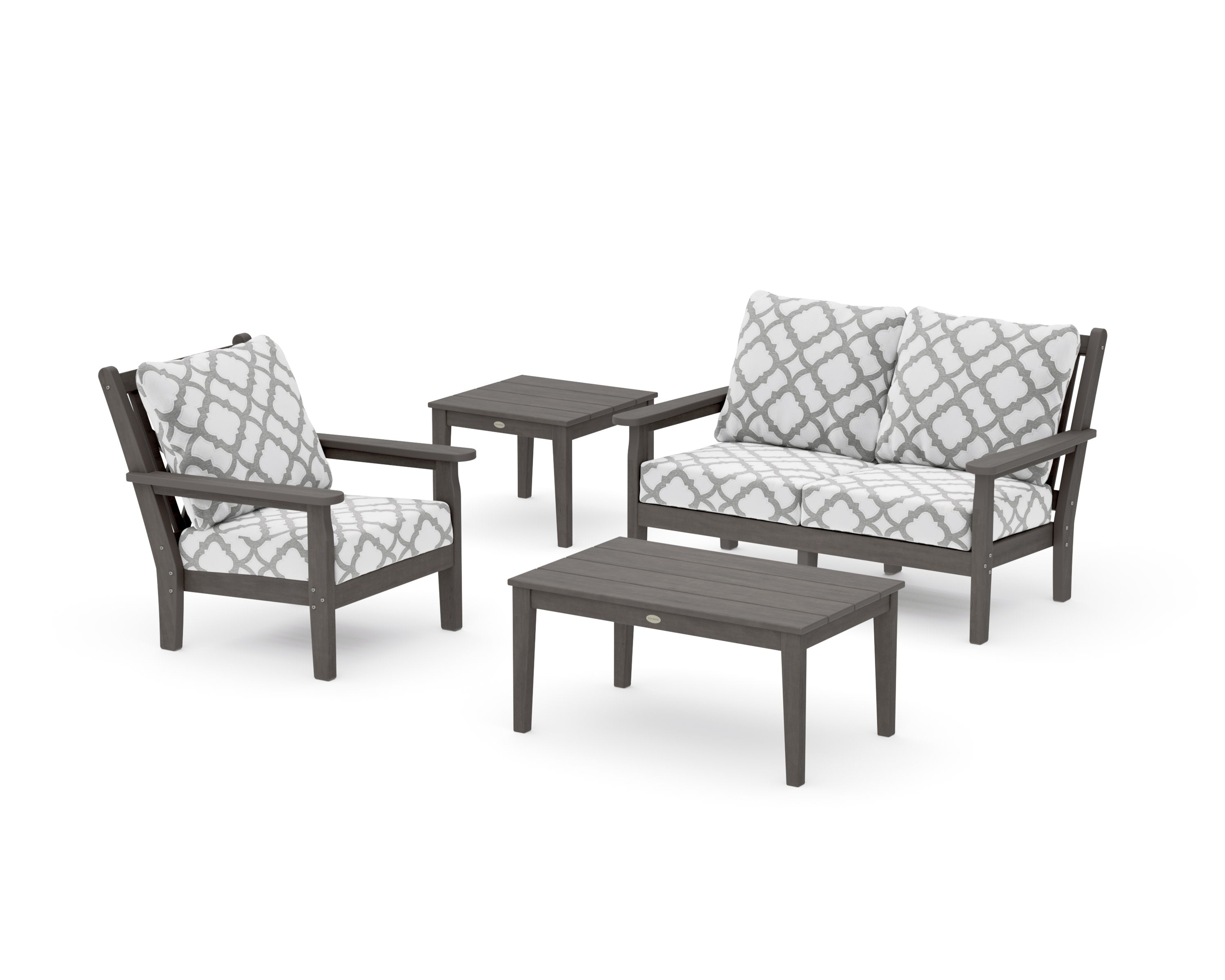 Chippendale 4-Piece Deep Seating Set in Driftwood / Trellis Grey Mist