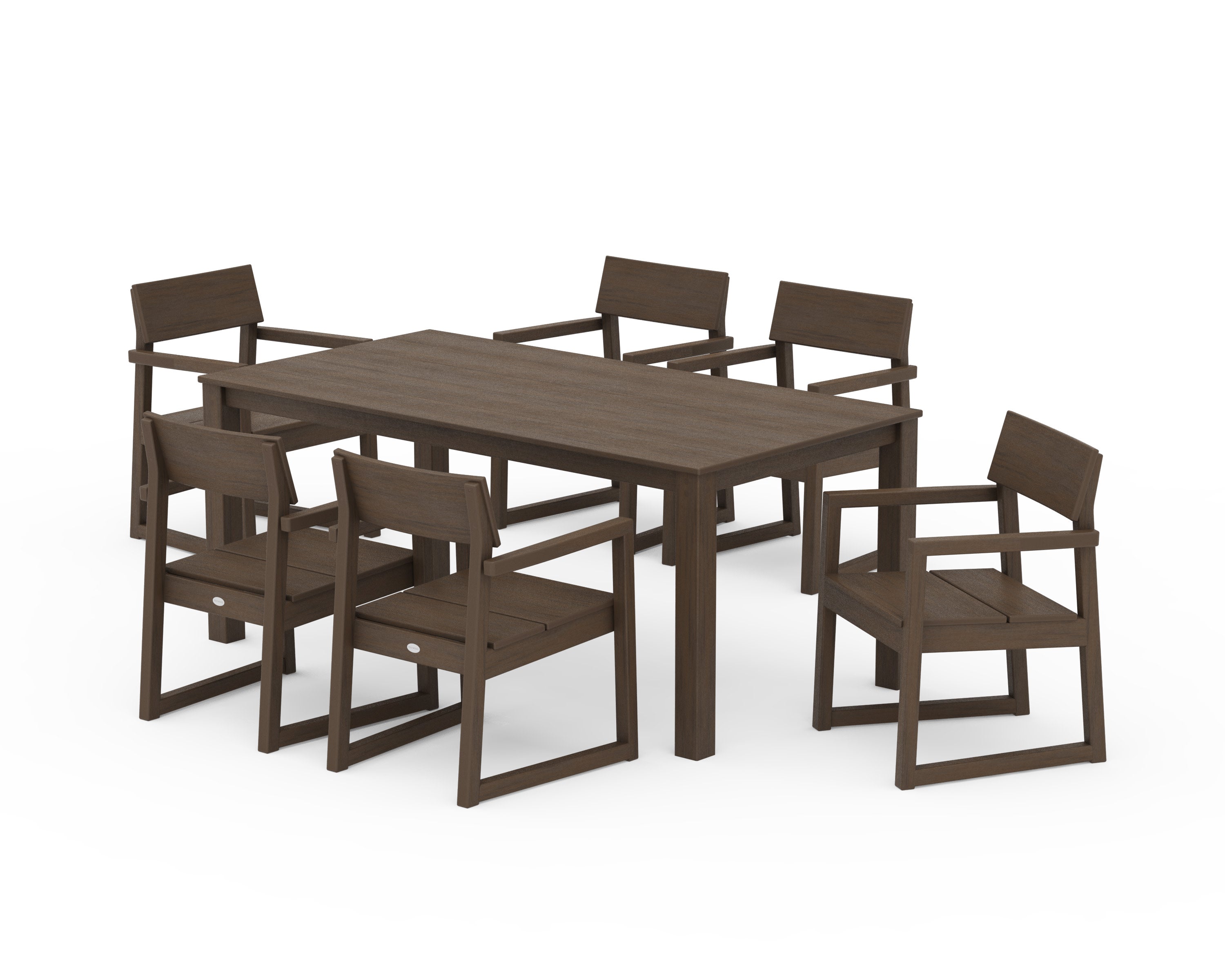 EDGE Arm Chair 7-Piece Parsons Dining Set in Kona