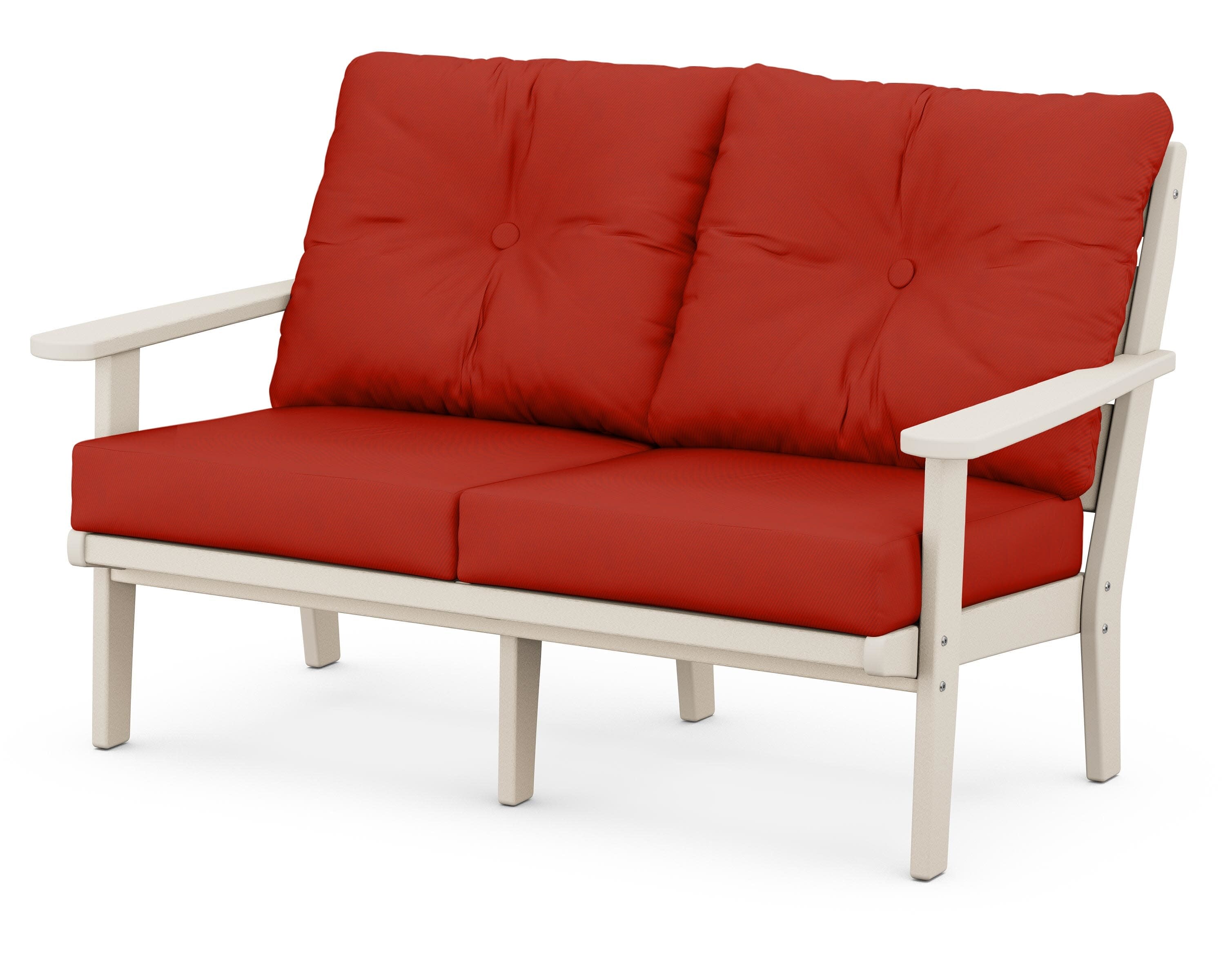 Lakeside Deep Seating Loveseat in Sand / Canvas Jockey Red