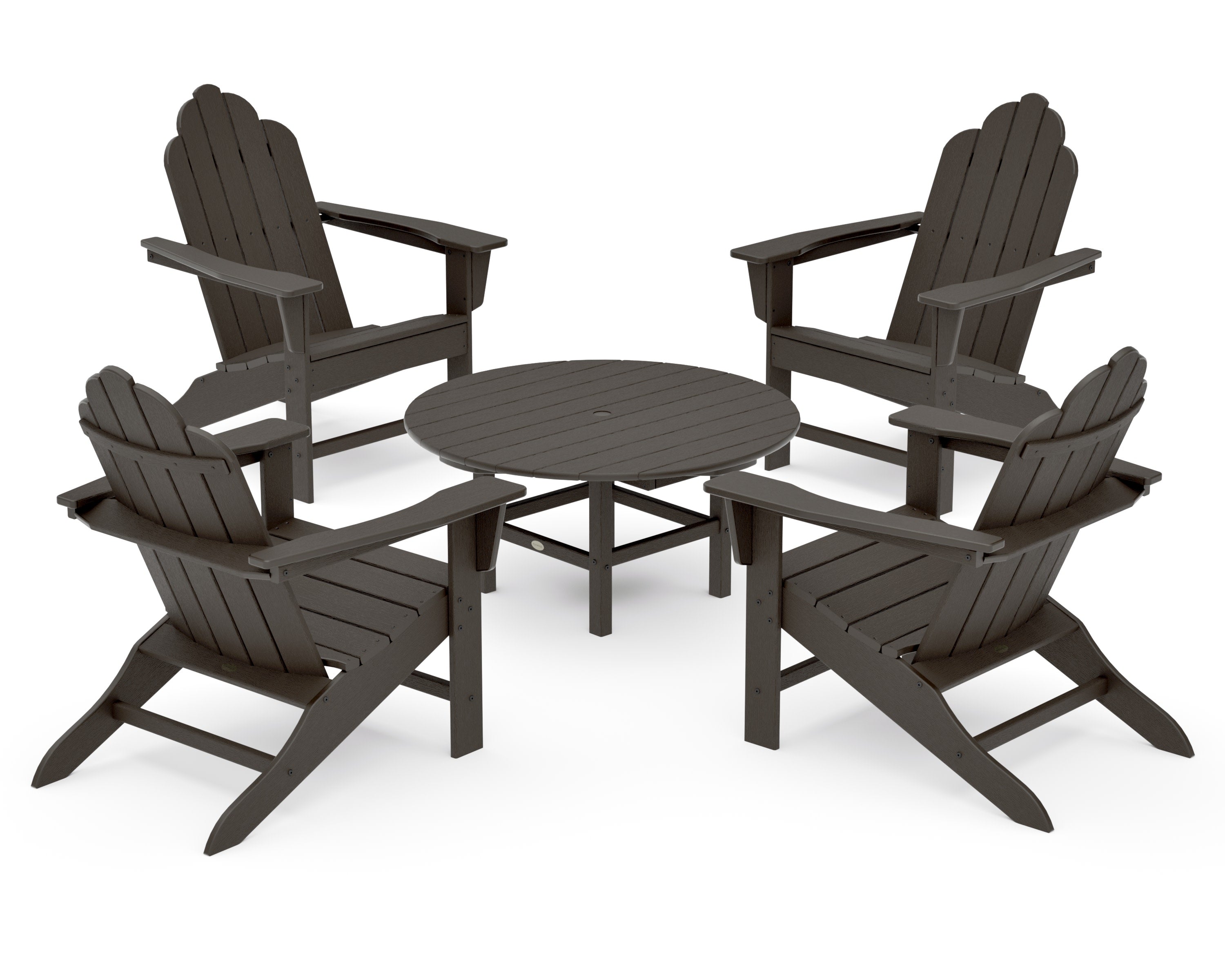 Long Island Adirondack 5-Piece Conversation Group in Vintage Coffee