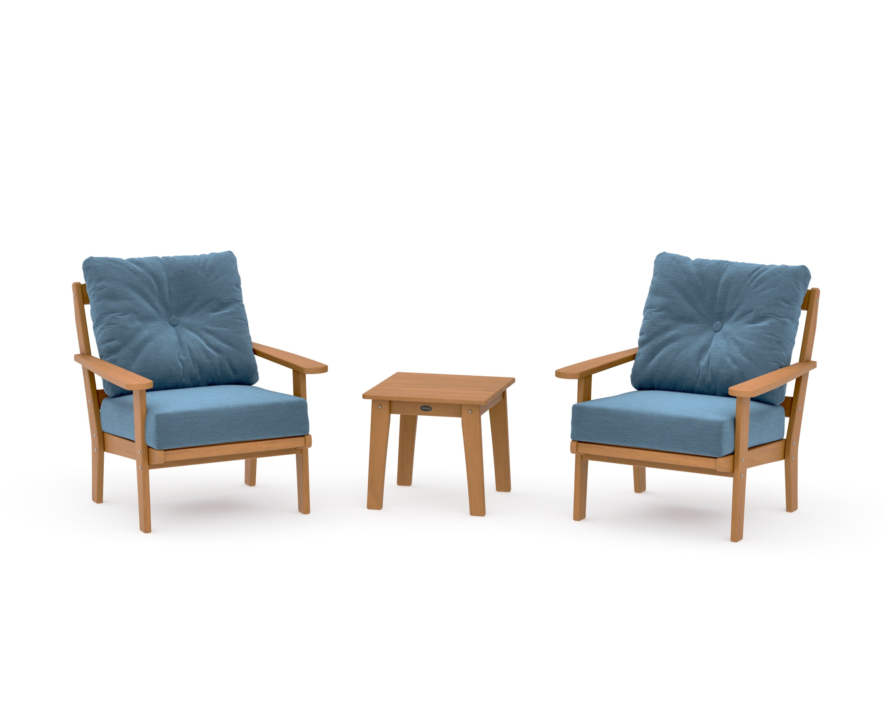 Mission 3-Piece Deep Seating Set in Natural / Sky Blue