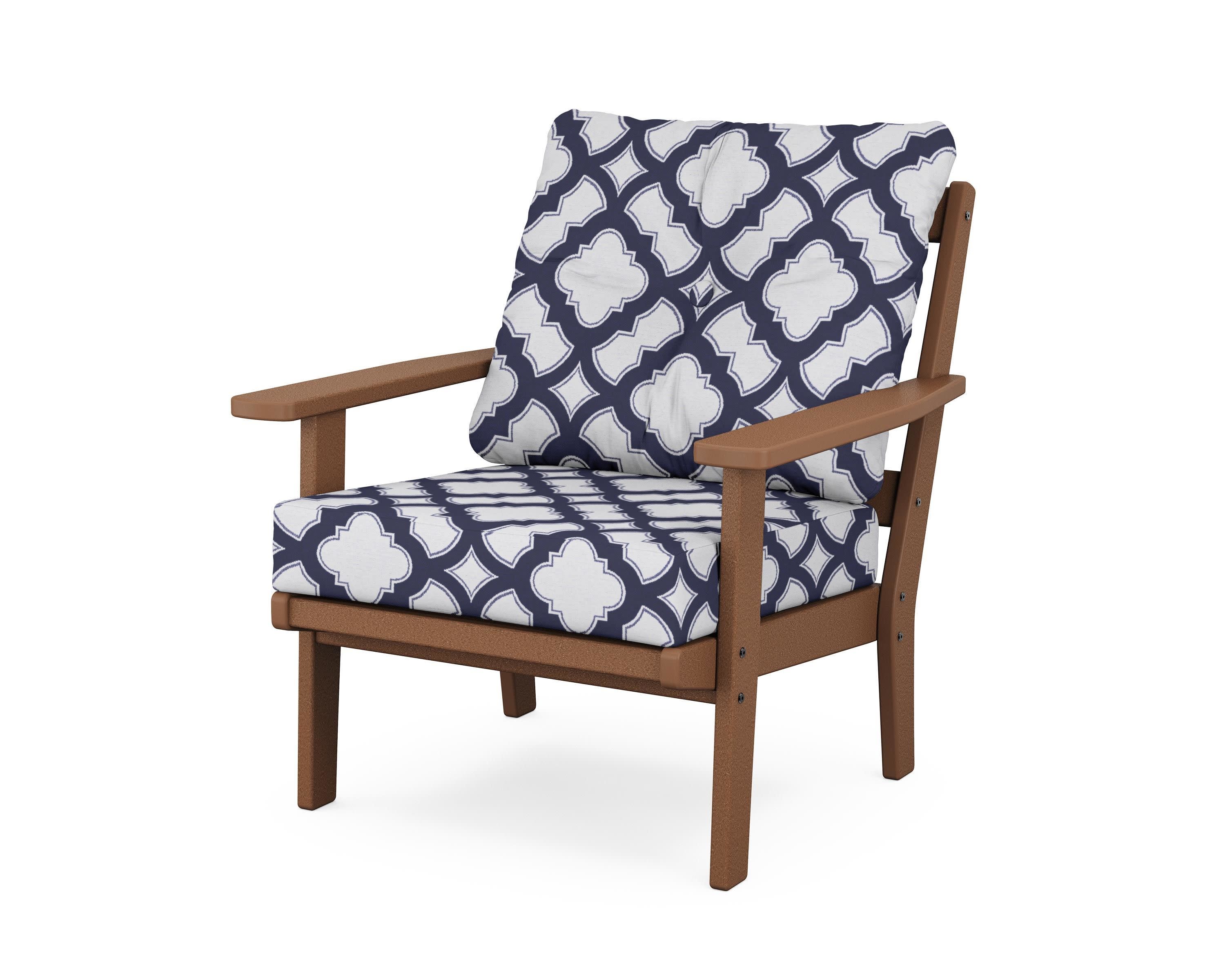 Oxford Deep Seating Chair in Teak / Trellis Navy
