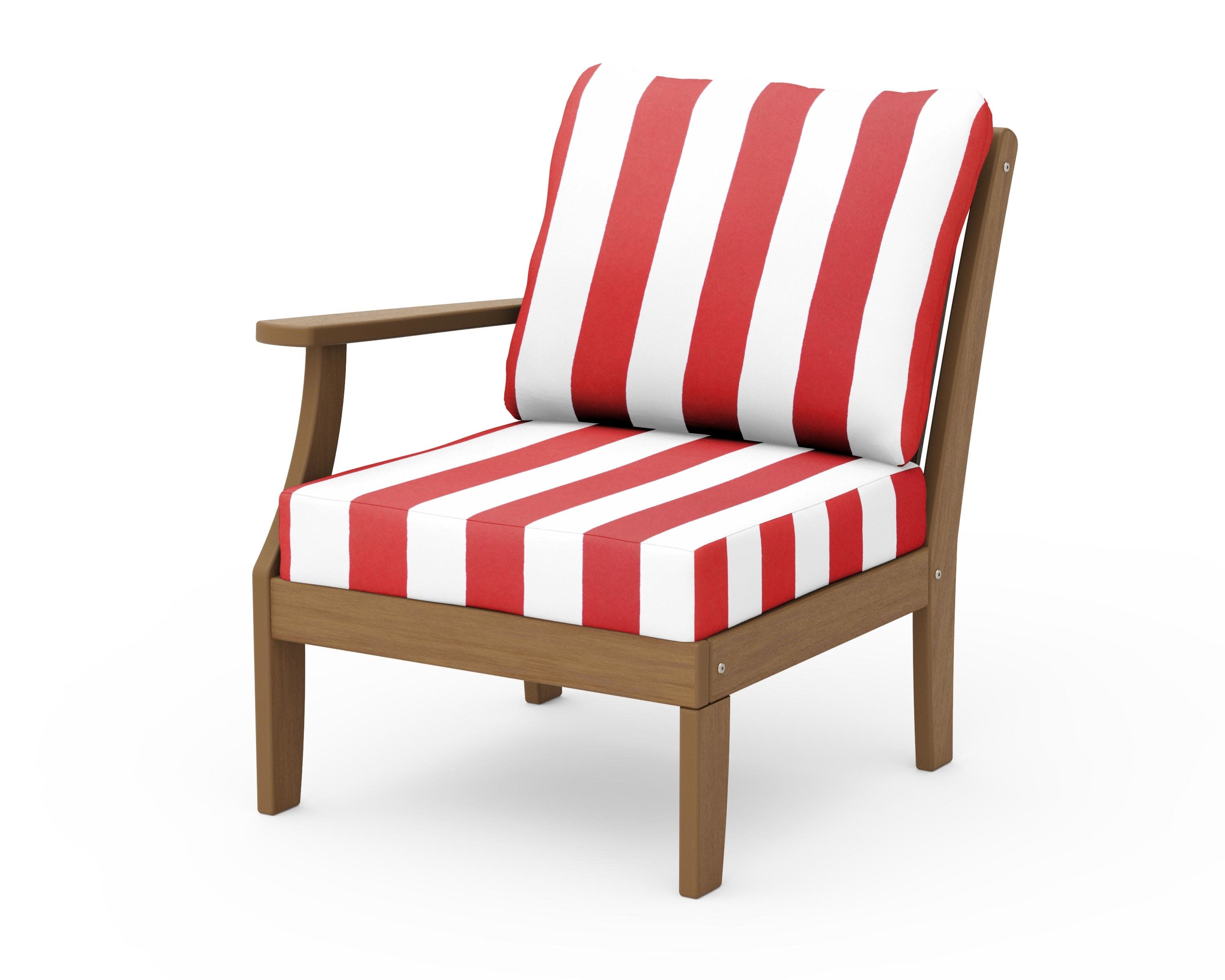 Braxton Modular Left Arm Chair in Natural / Cabana Stripe Crimson