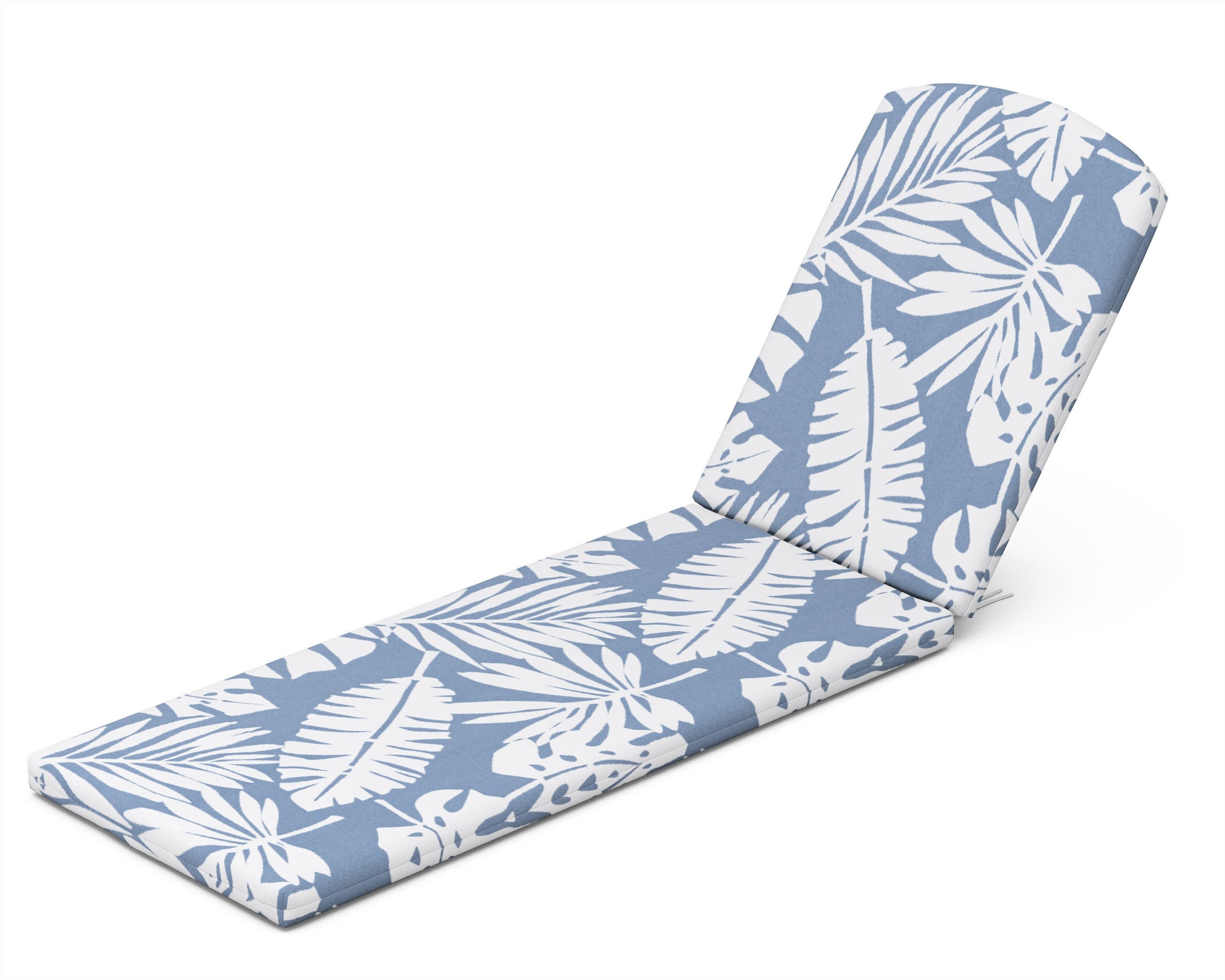Chaise Cushion in Leaf Sky Blue