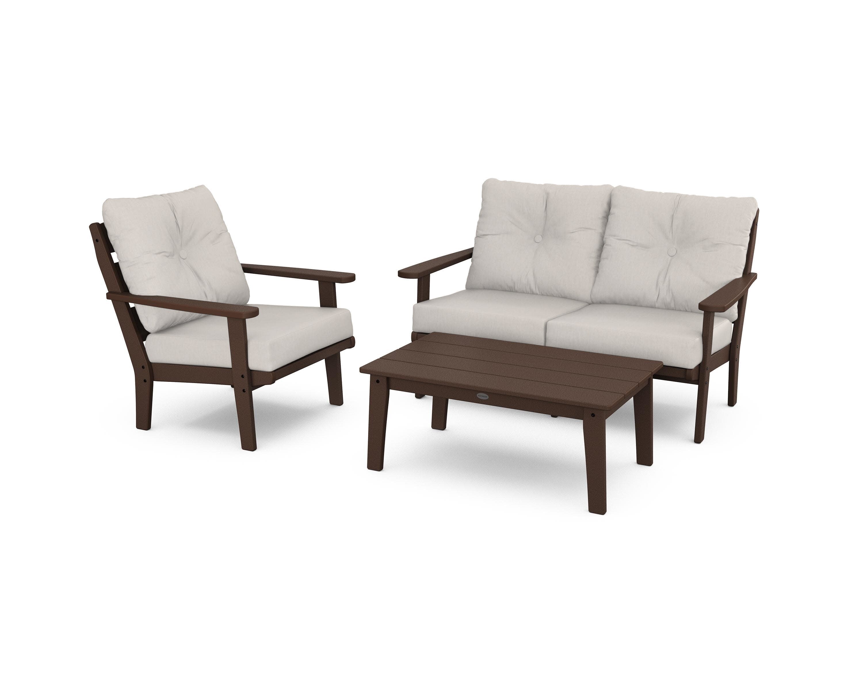 Lakeside 3-Piece Deep Seating Set in Mahogany / Cast Ash
