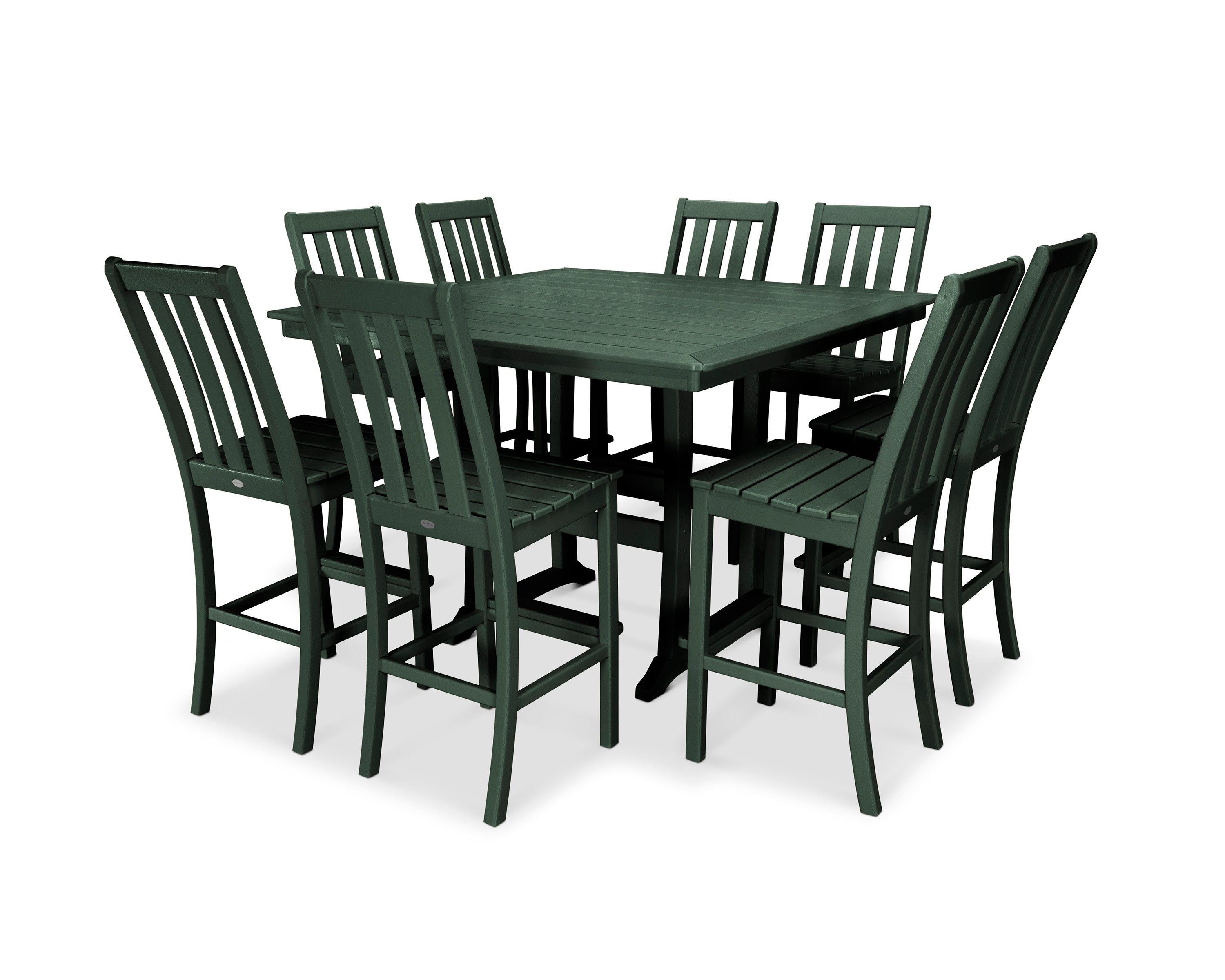 Vineyard 9-Piece Nautical Trestle Bar Set in Green