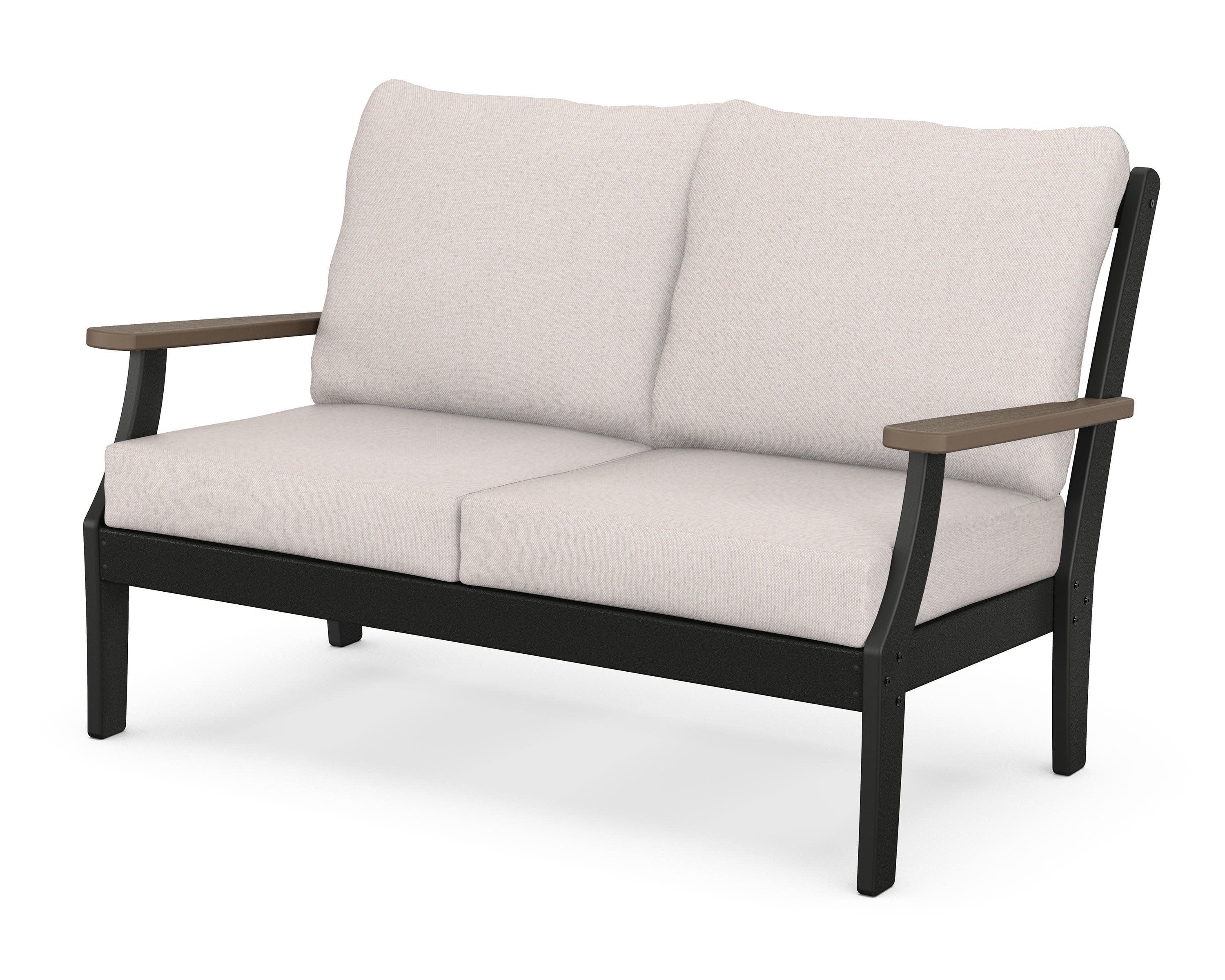 Braxton Deep Seating Loveseat in Black / Kona / Dune Burlap