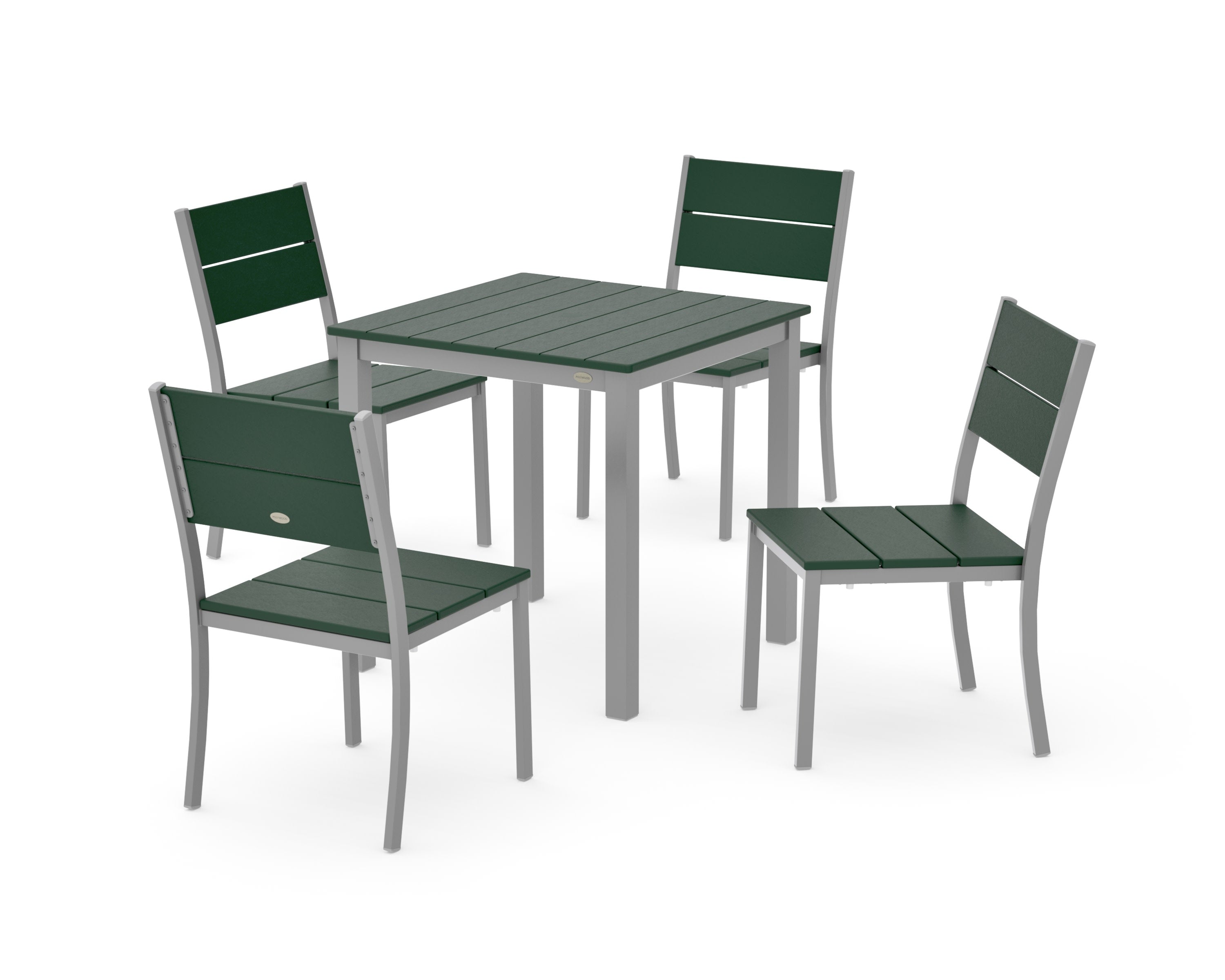 Main Street 5-Piece Square Dining Set- Small in Silver / Green