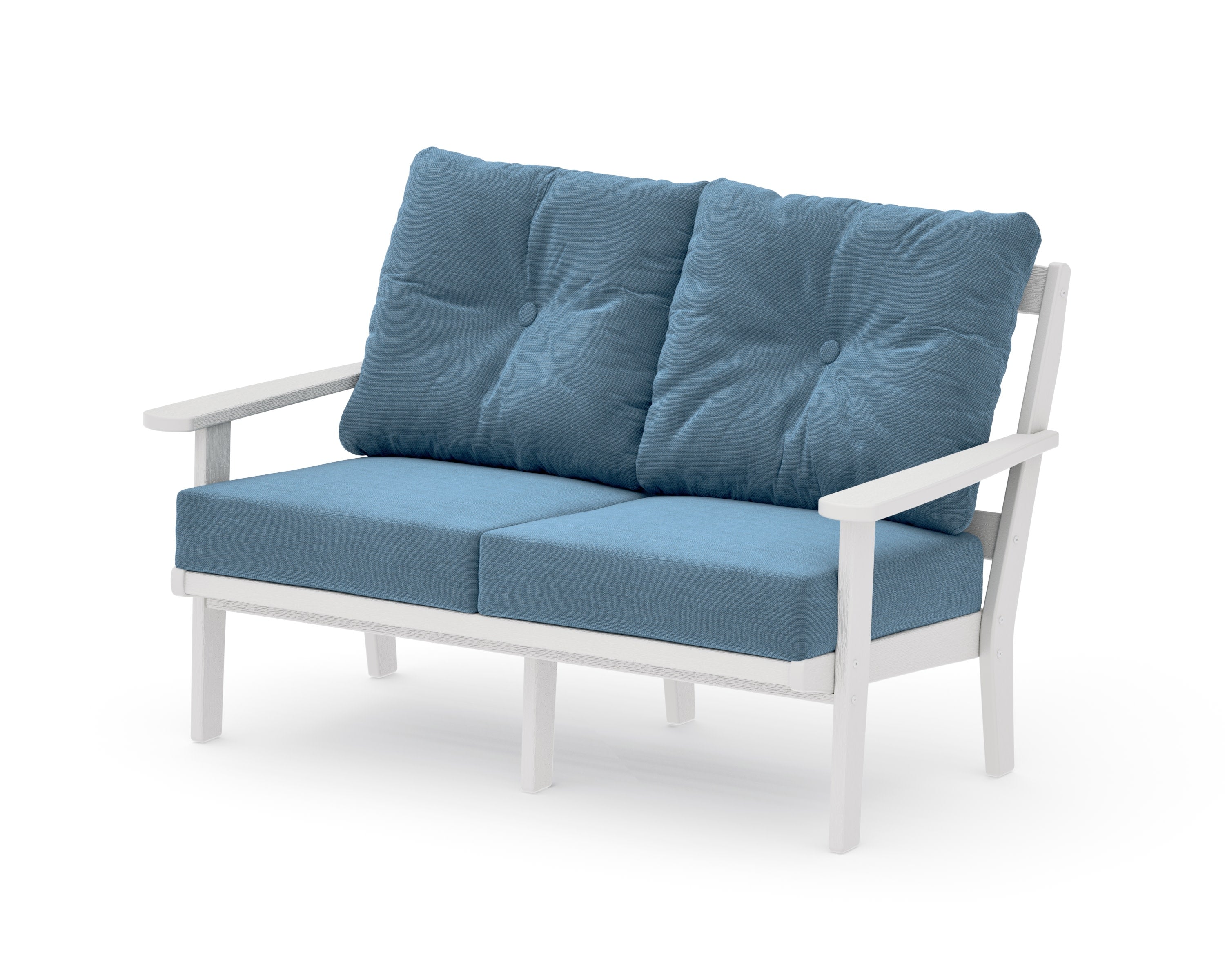 Mission Deep SeatingLoveseat in Vintage White / Sky Blue