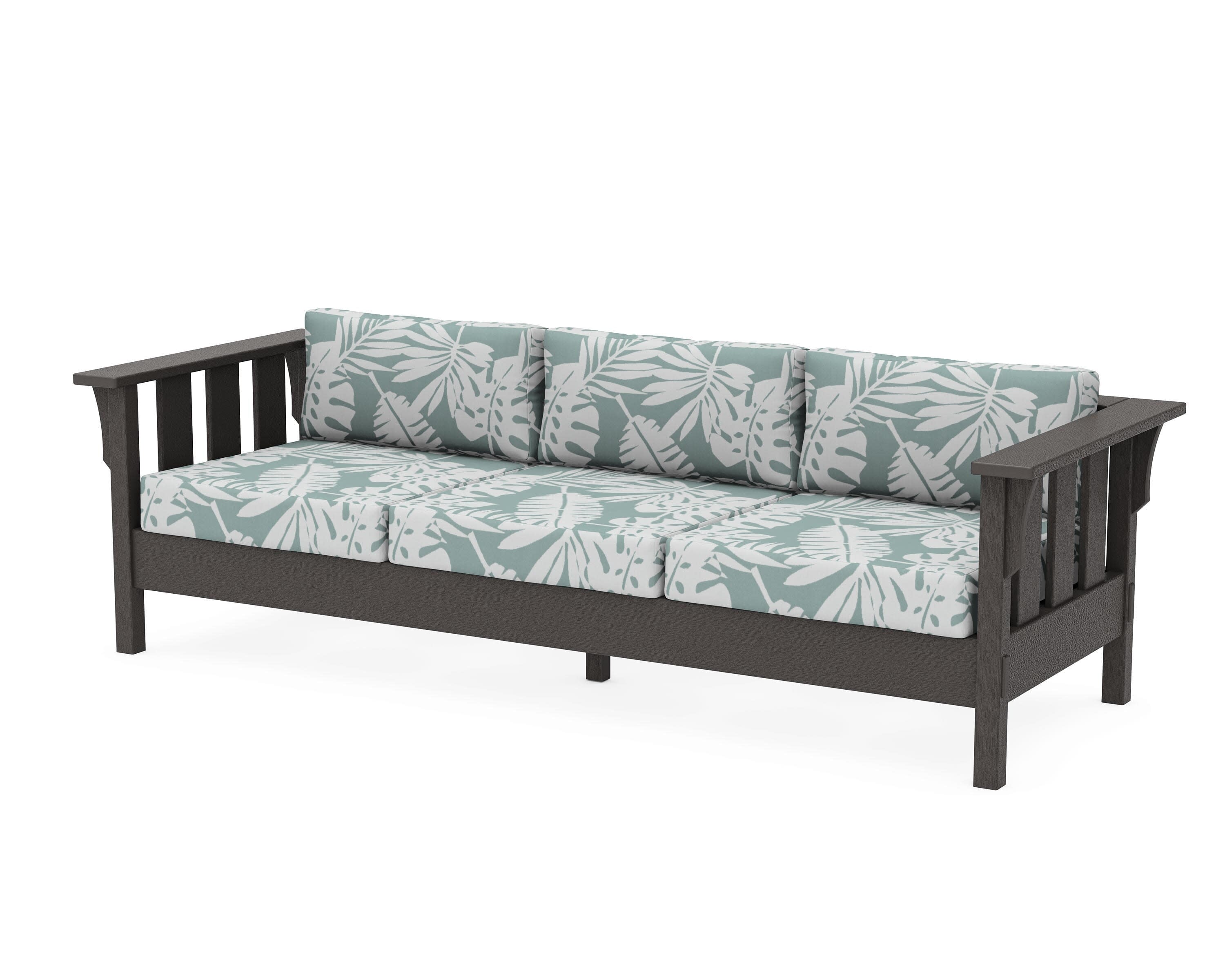 Acadia Deep Seating Sofa in Vintage Coffee / Leaf Glacier Spa
