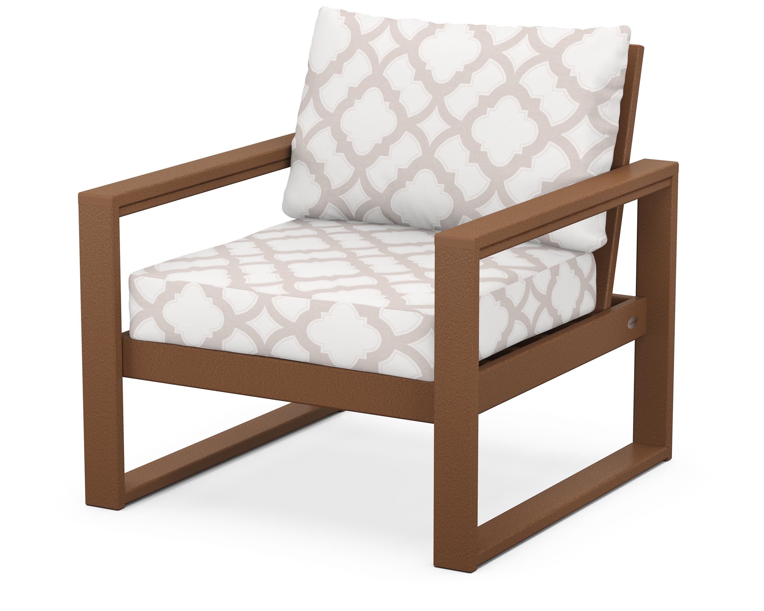 EDGE Club Chair in Teak / Trellis Dune Burlap