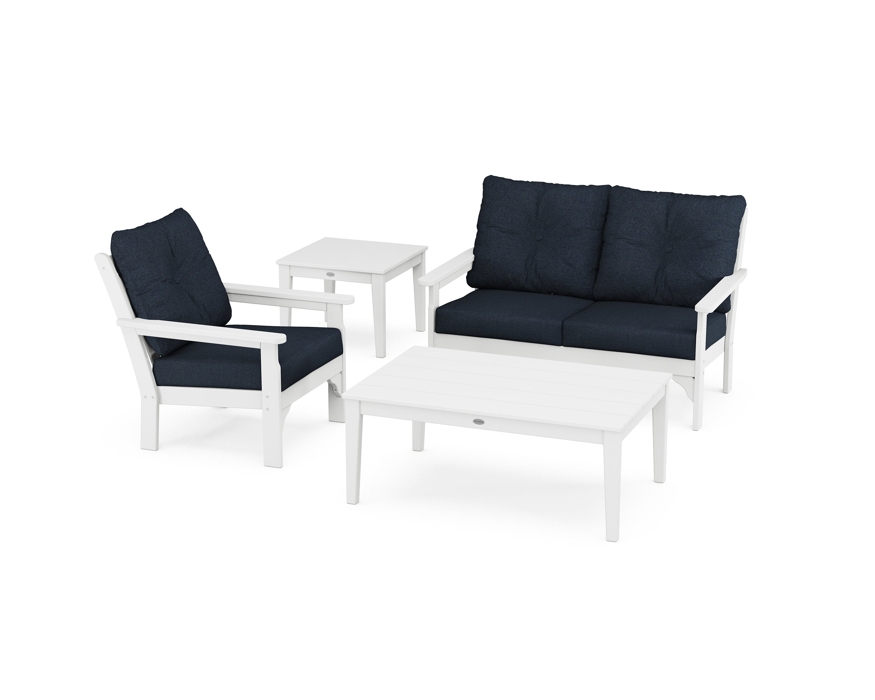 Vineyard 4-Piece Deep Seating Set in White / Marine Indigo