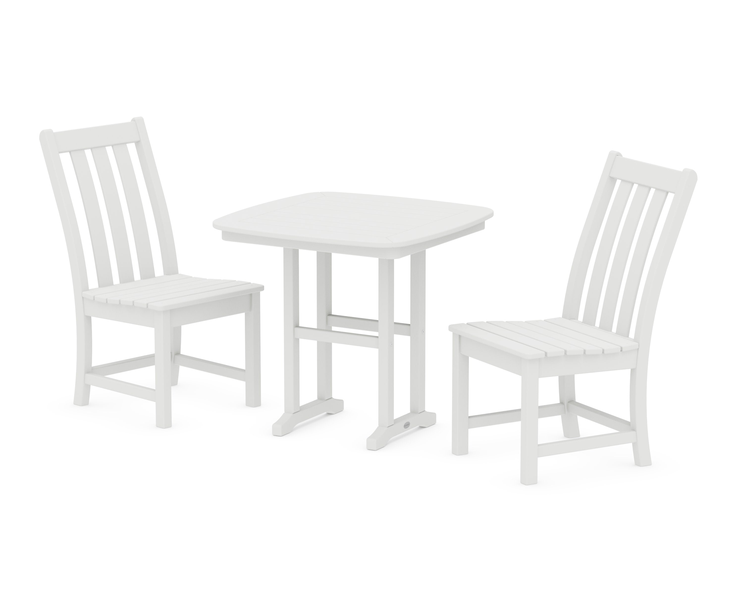Vineyard Side Chair 3-Piece Dining Set in White