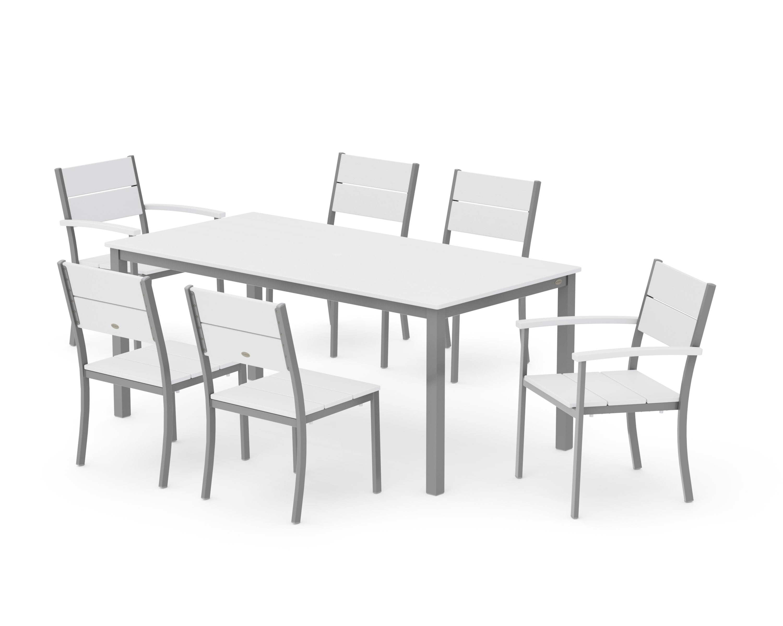 Main Street 7-Piece Dining Set in Silver / White