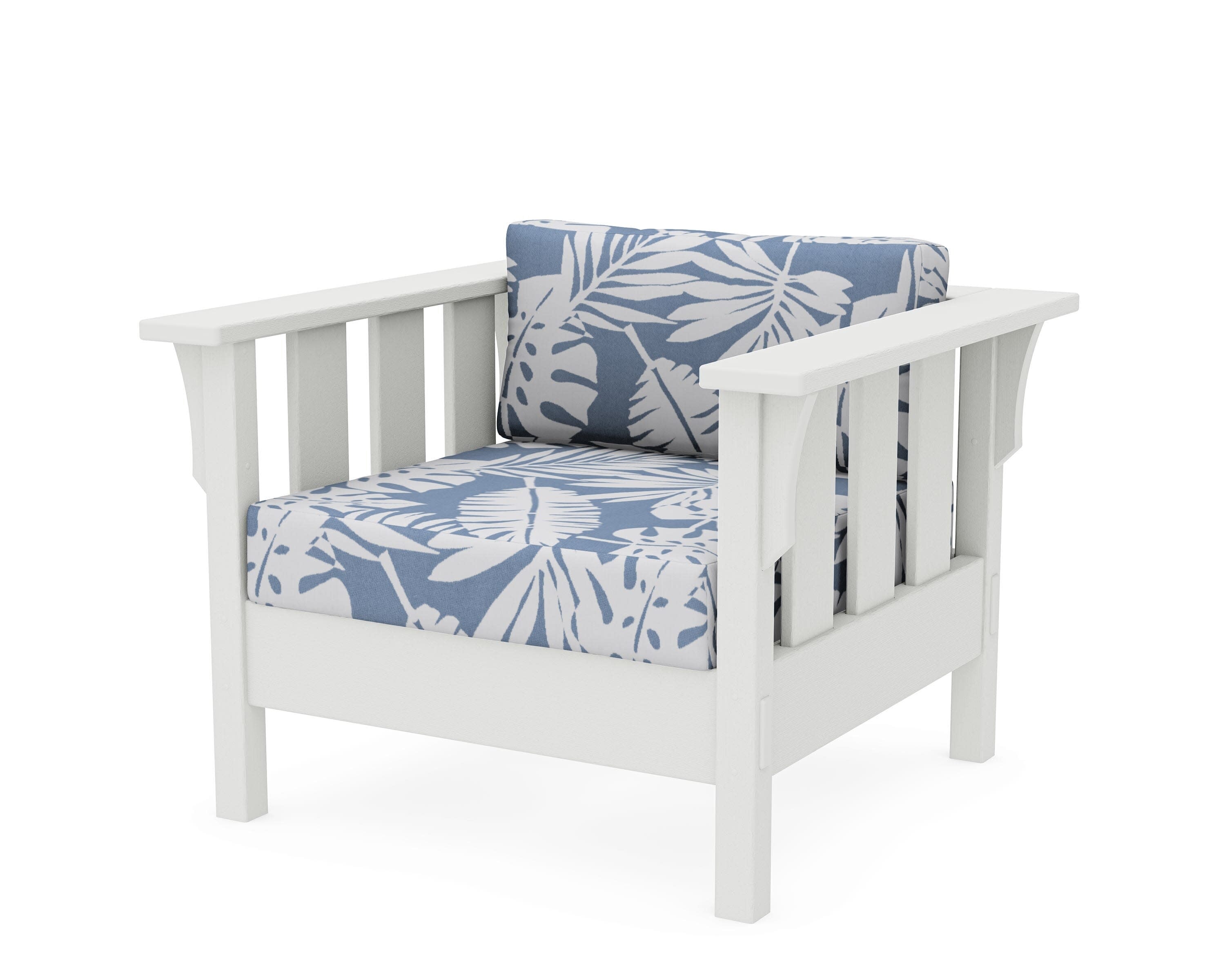 Acadia Deep Seating Chair in Vintage White / Leaf Sky Blue