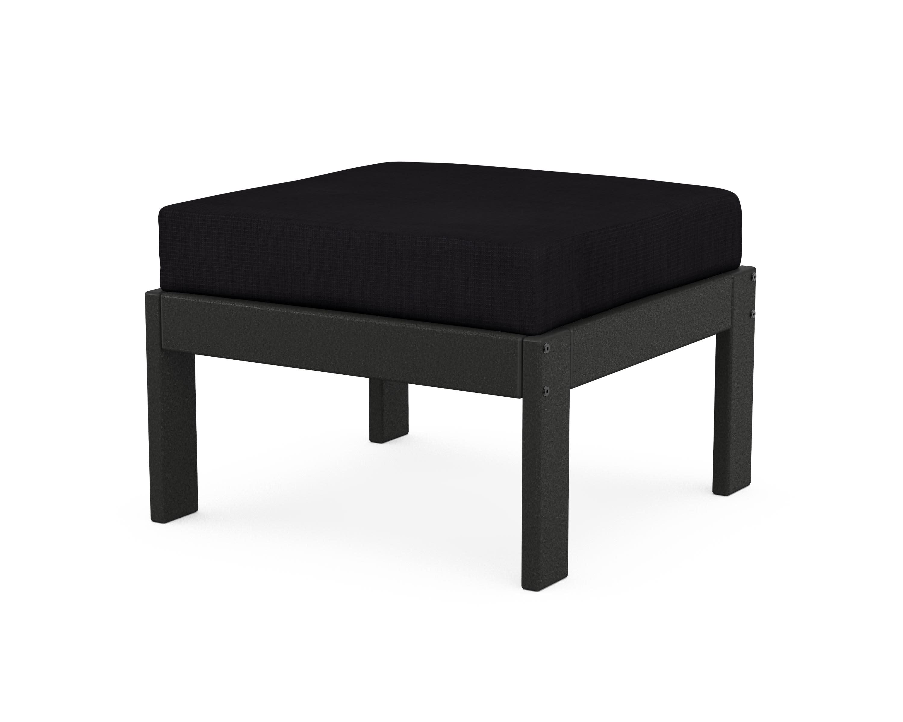 Vineyard Modular Ottoman in Black / Midnight Linen