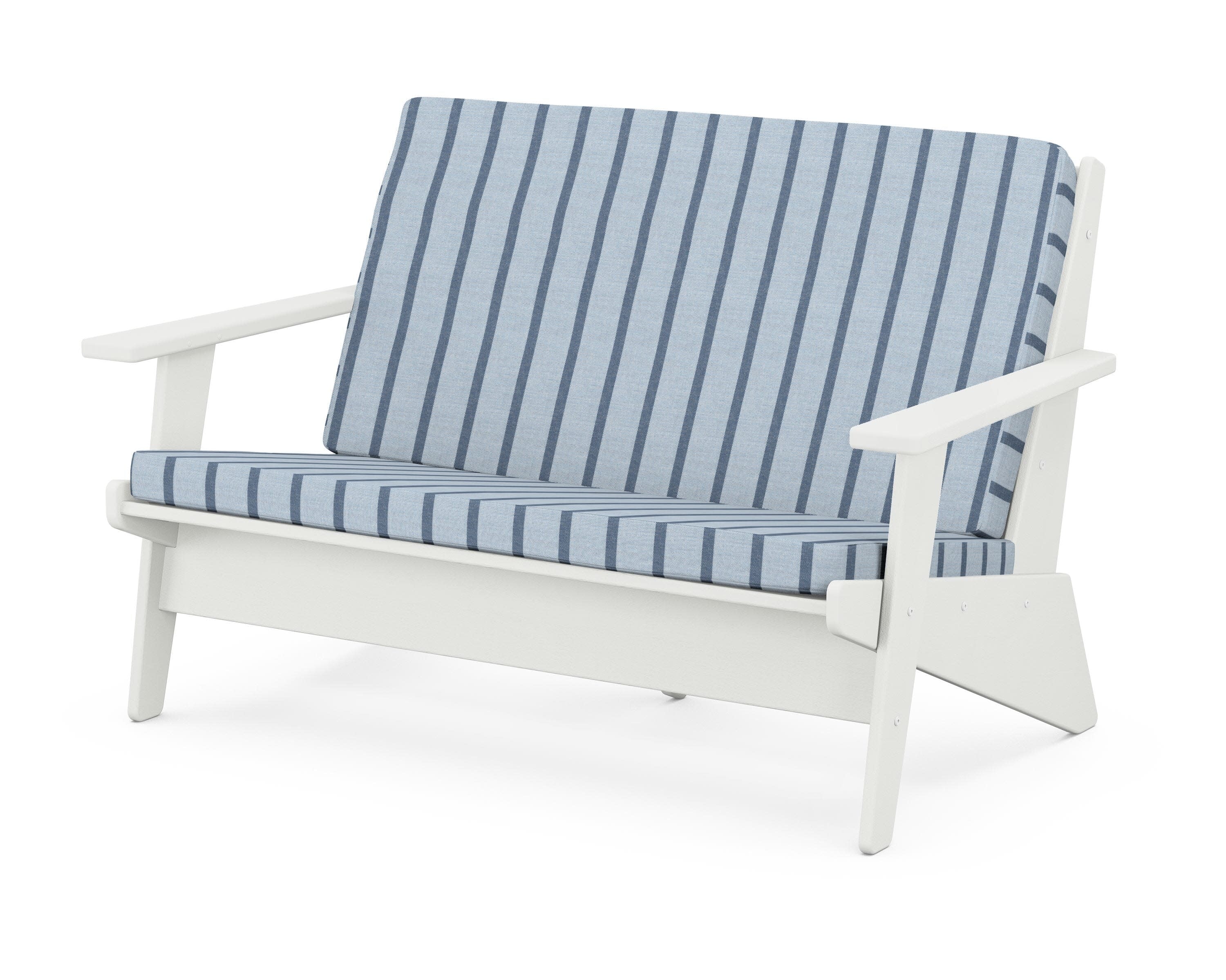 Riviera Modern Lounge Loveseat in Vintage White / Unwind Sky